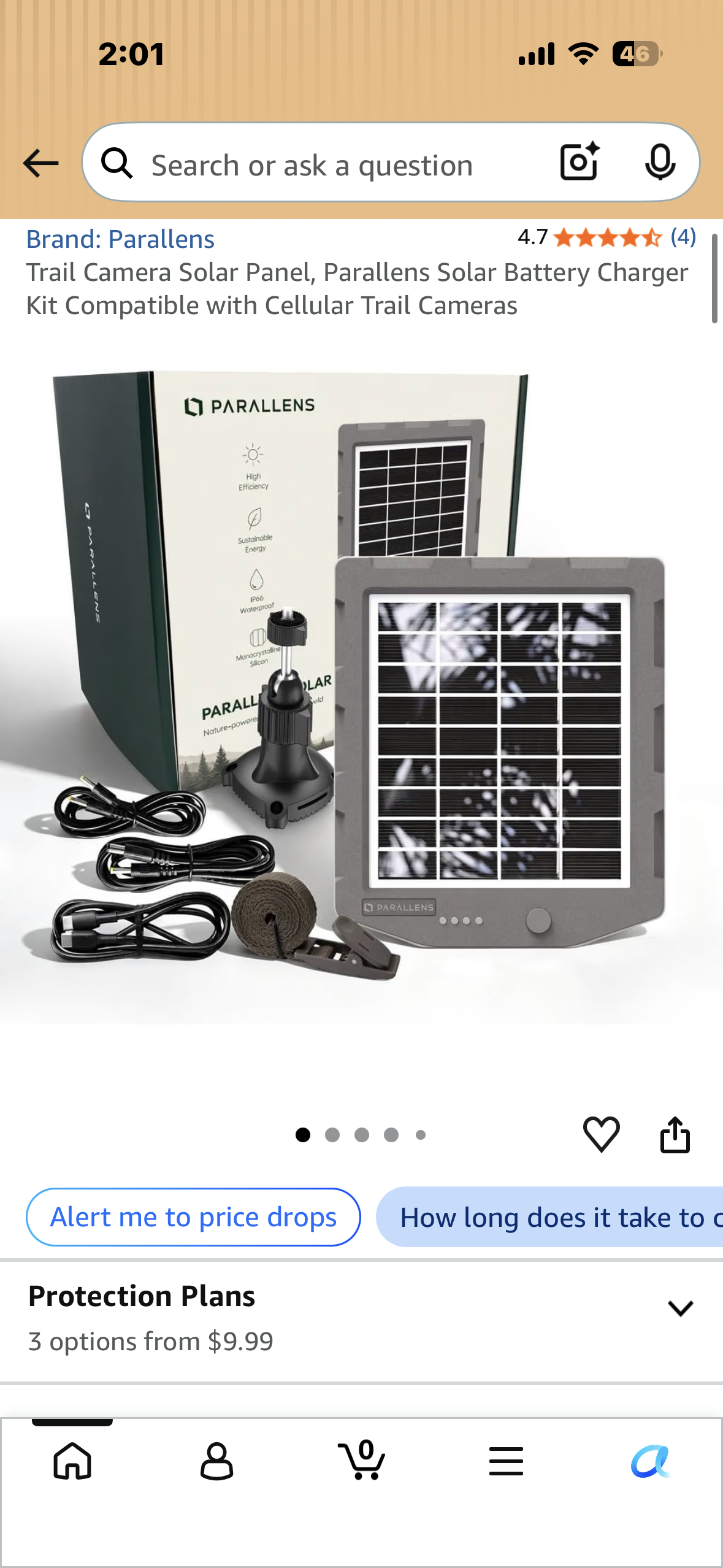 Trail Camera Solar Panel, Parallens Solar Battery Charger Kit