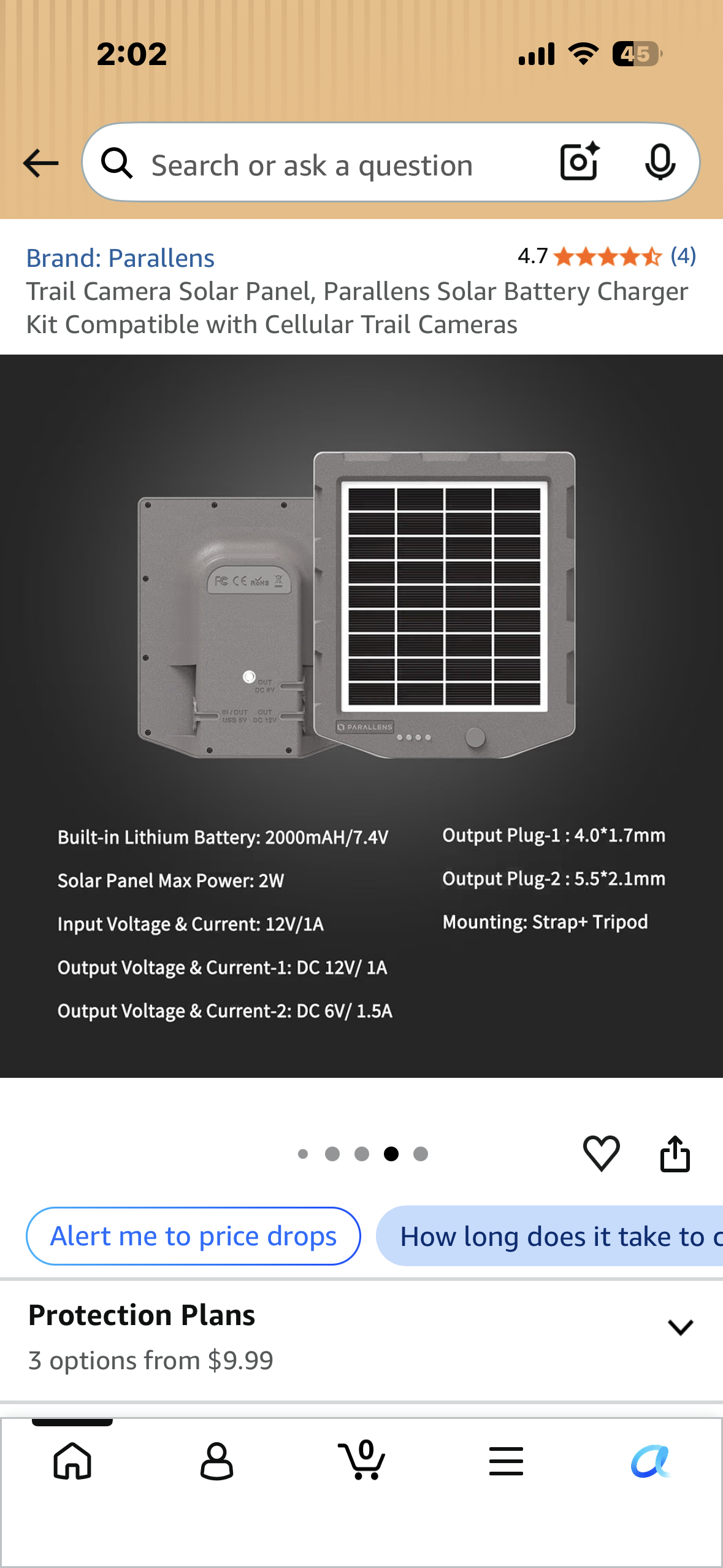 Trail Camera Solar Panel, Parallens Solar Battery Charger Kit