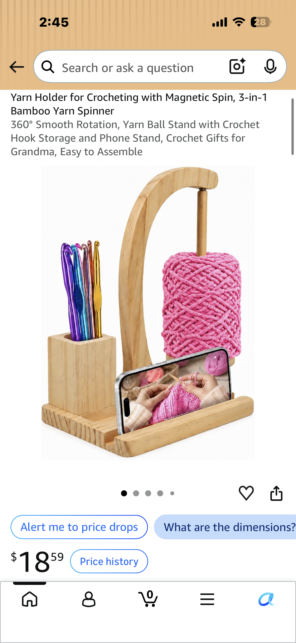 Yarn Holder for Crocheting with Magnetic Spin, 3‑in‑1 Bamboo Yarn Spinner