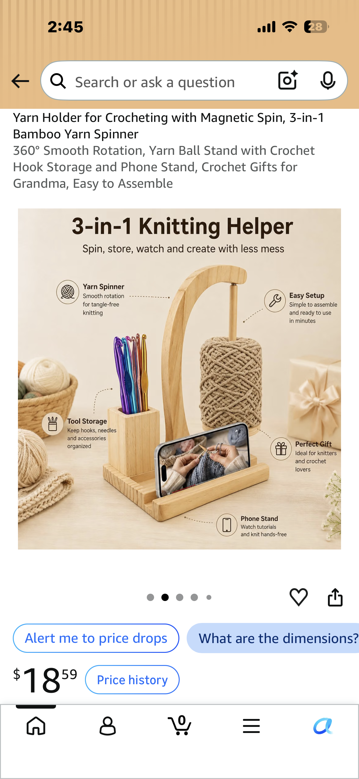 Yarn Holder for Crocheting with Magnetic Spin, 3‑in‑1 Bamboo Yarn Spinner