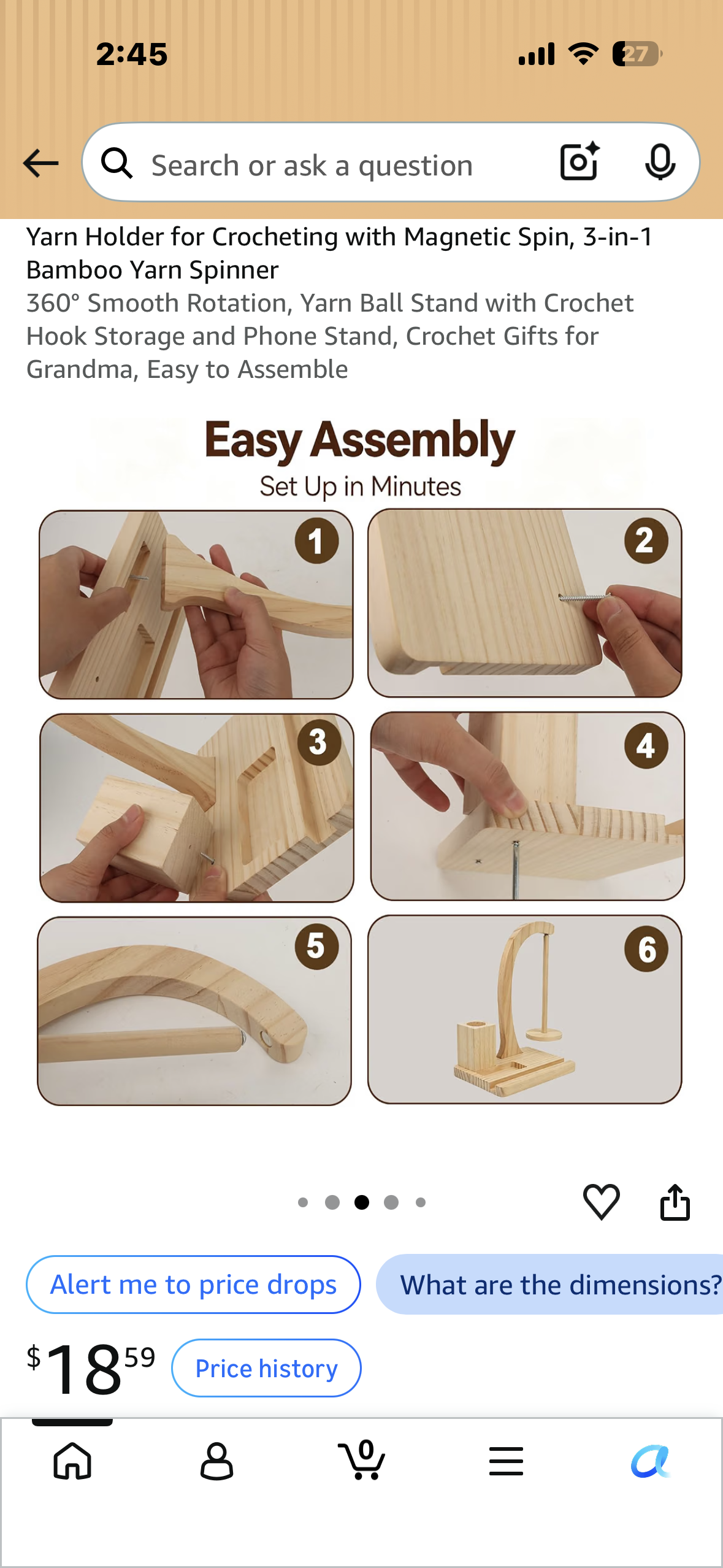 Yarn Holder for Crocheting with Magnetic Spin, 3‑in‑1 Bamboo Yarn Spinner
