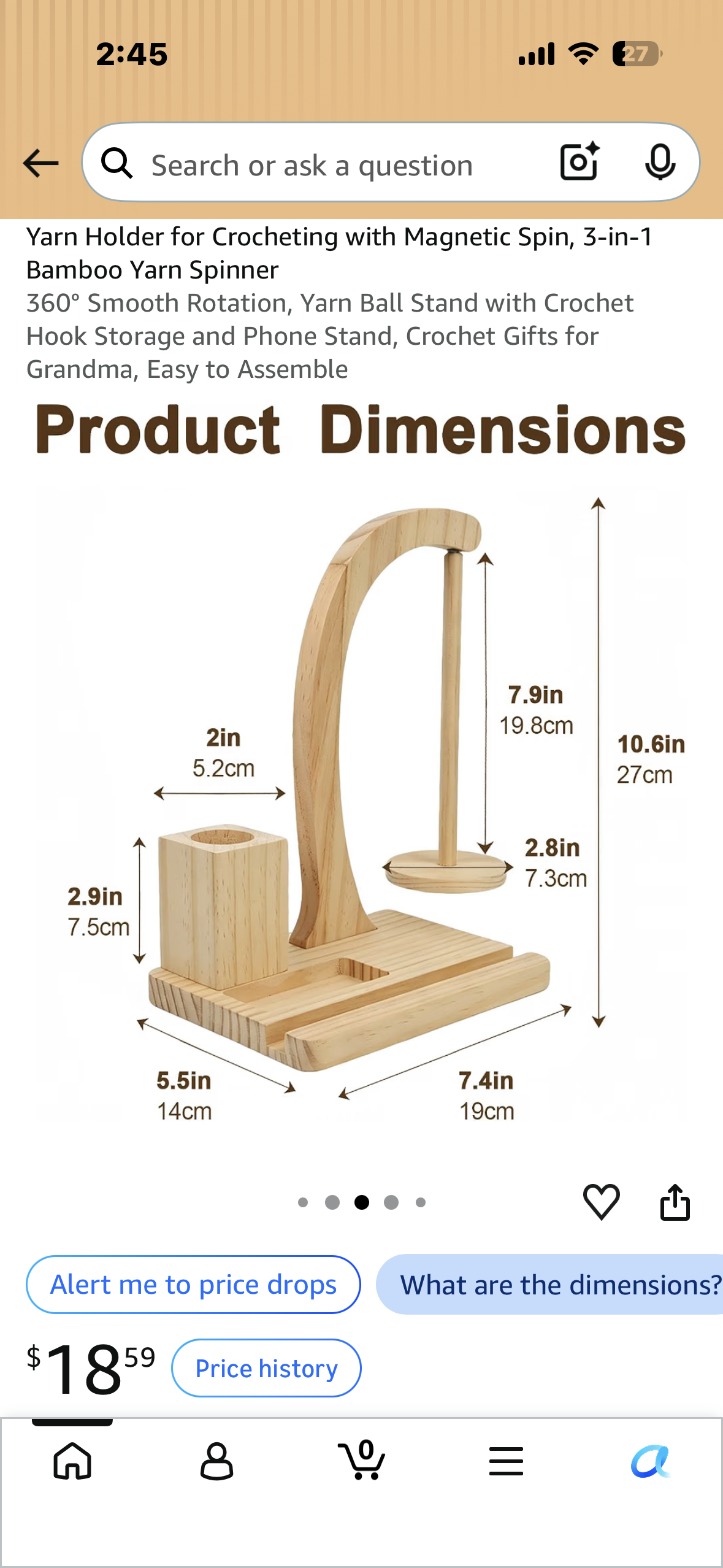 Yarn Holder for Crocheting with Magnetic Spin, 3‑in‑1 Bamboo Yarn Spinner