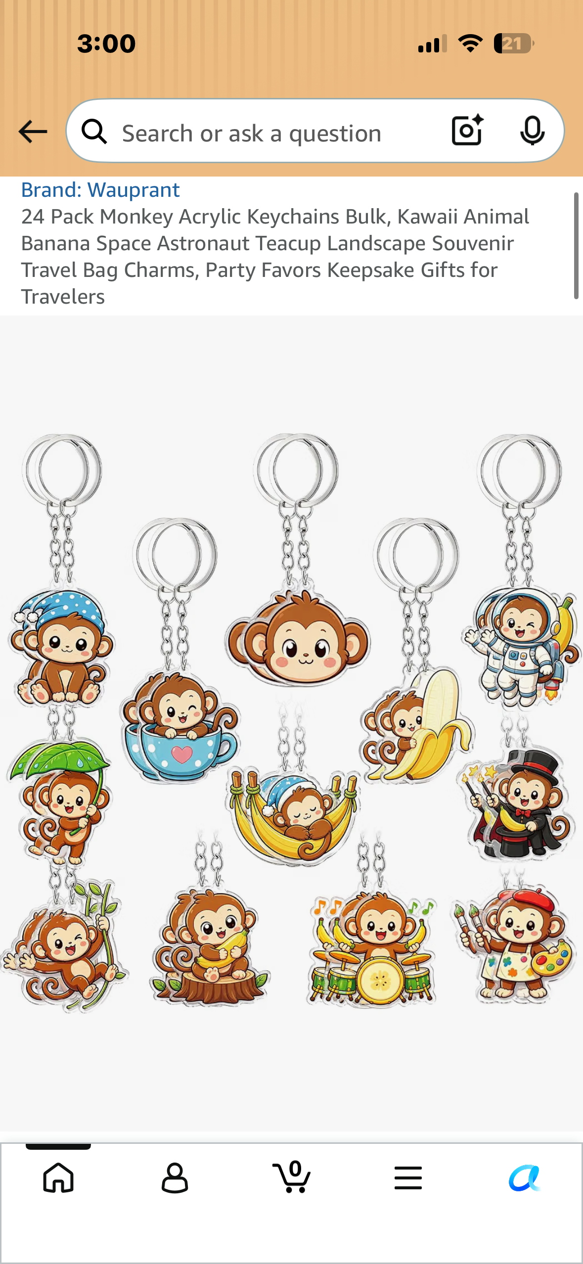 24 Pack Monkey Acrylic Keychains