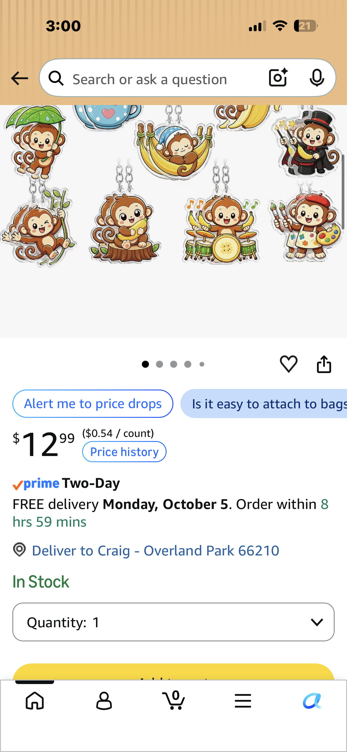 24 Pack Monkey Acrylic Keychains