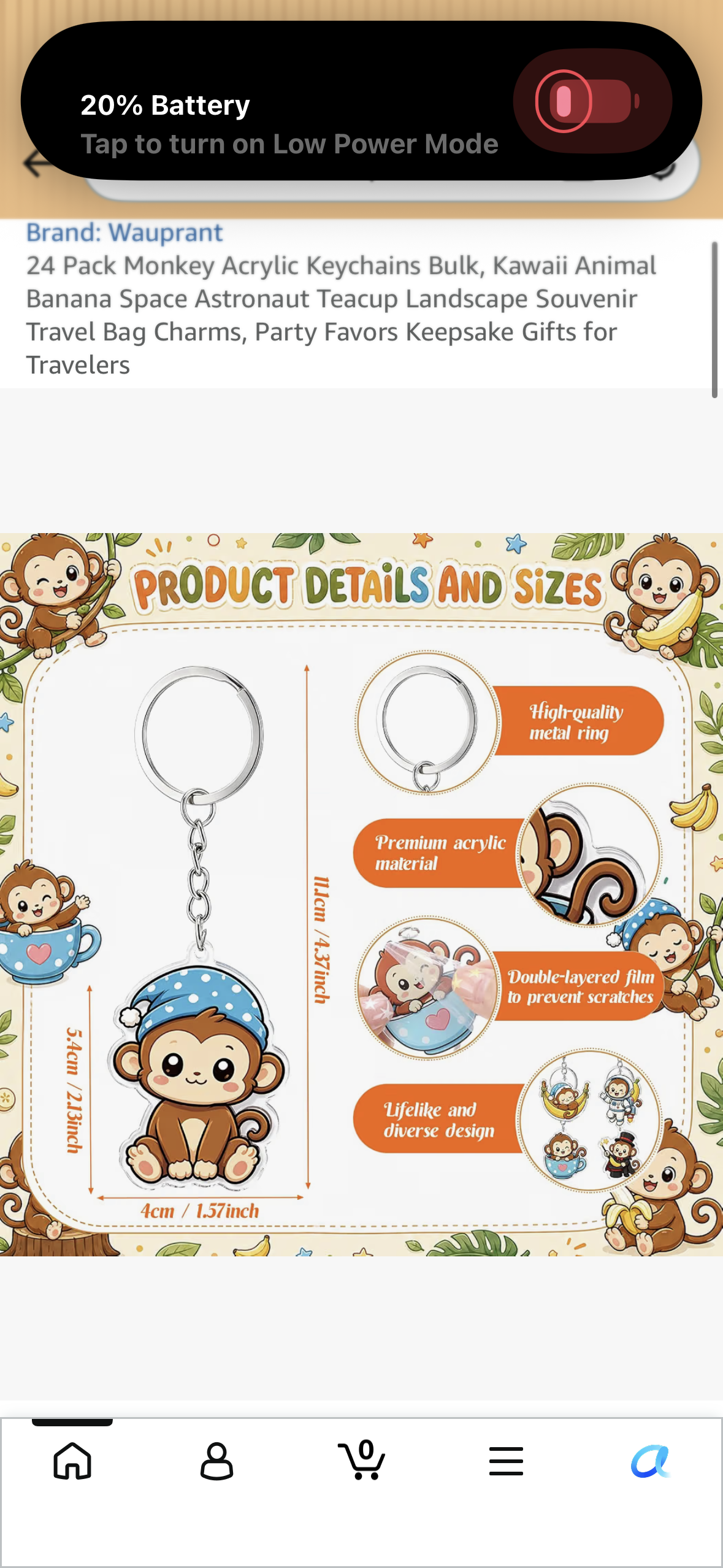 24 Pack Monkey Acrylic Keychains