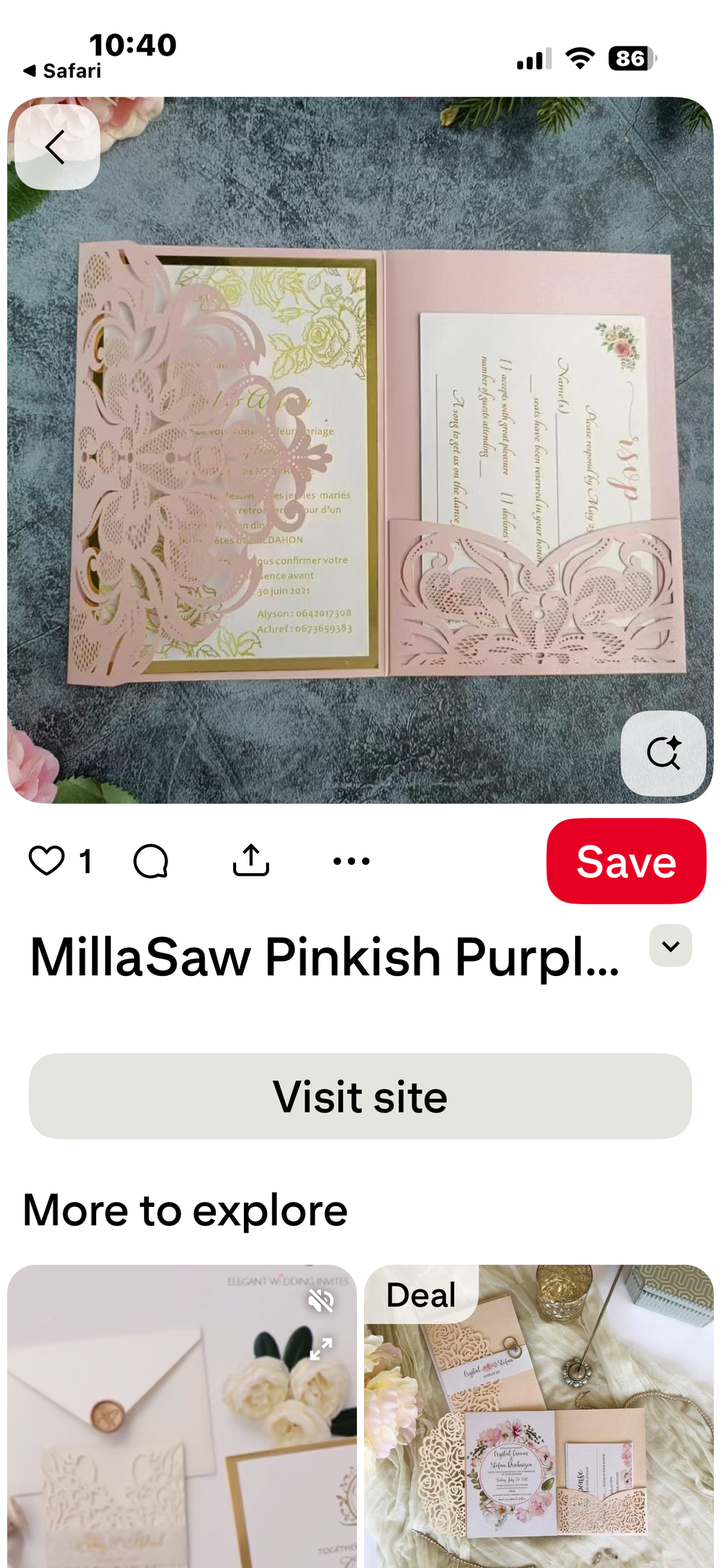 MillaSaw Pinkish Purple Wedding Invitation Card Laser Cut Pocket Envelop Tri Fold Wedding Card Sleeve 20 Sets (pinkish purple)