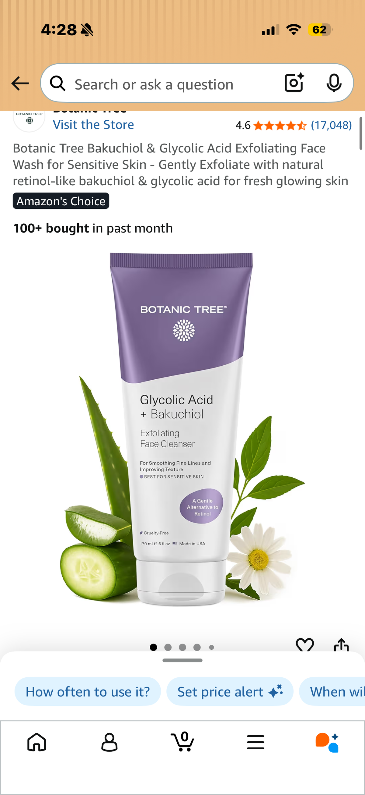 Botanic Tree Bakuchiol & Glycolic Acid Exfoliating Face Wash for Sensitive Skin - Gently Exfoliate
