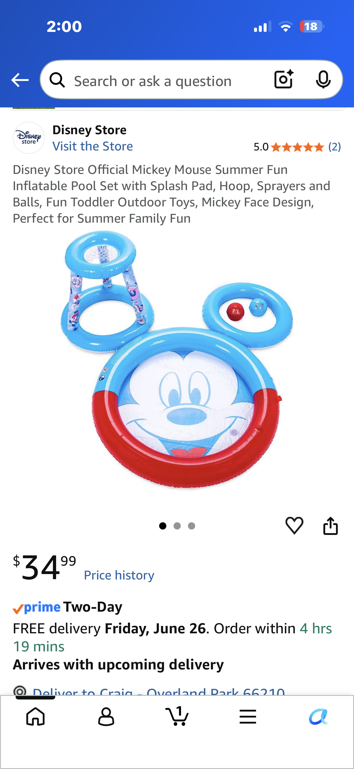 Disney Store Official Mickey Mouse Summer Fun Inflatable Pool Set with Splash Pad, Hoop, Sprayers and Balls, Fun Toddler Outdoor Toys, Mickey Face Design, Perfect for Summer Family Fun