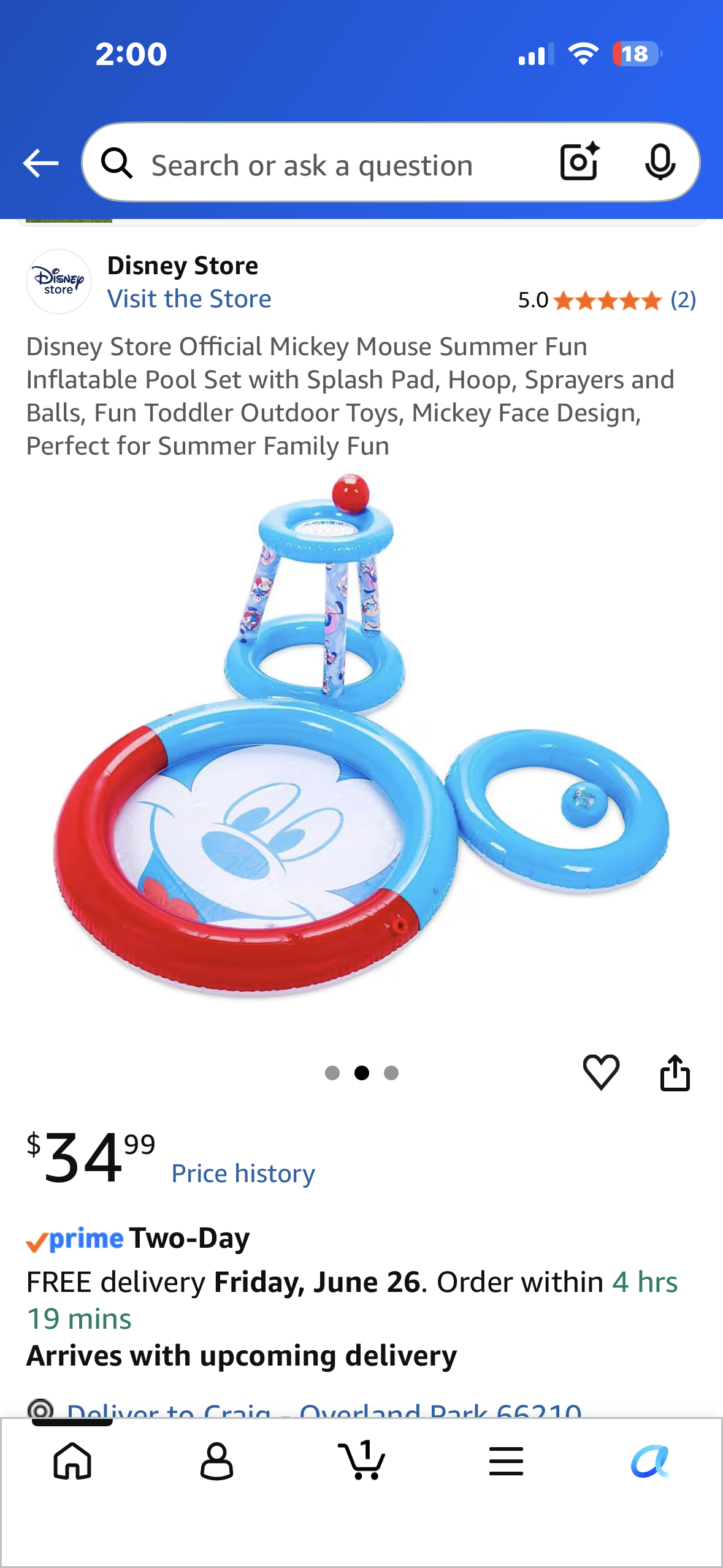 Disney Store Official Mickey Mouse Summer Fun Inflatable Pool Set with Splash Pad, Hoop, Sprayers and Balls, Fun Toddler Outdoor Toys, Mickey Face Design, Perfect for Summer Family Fun