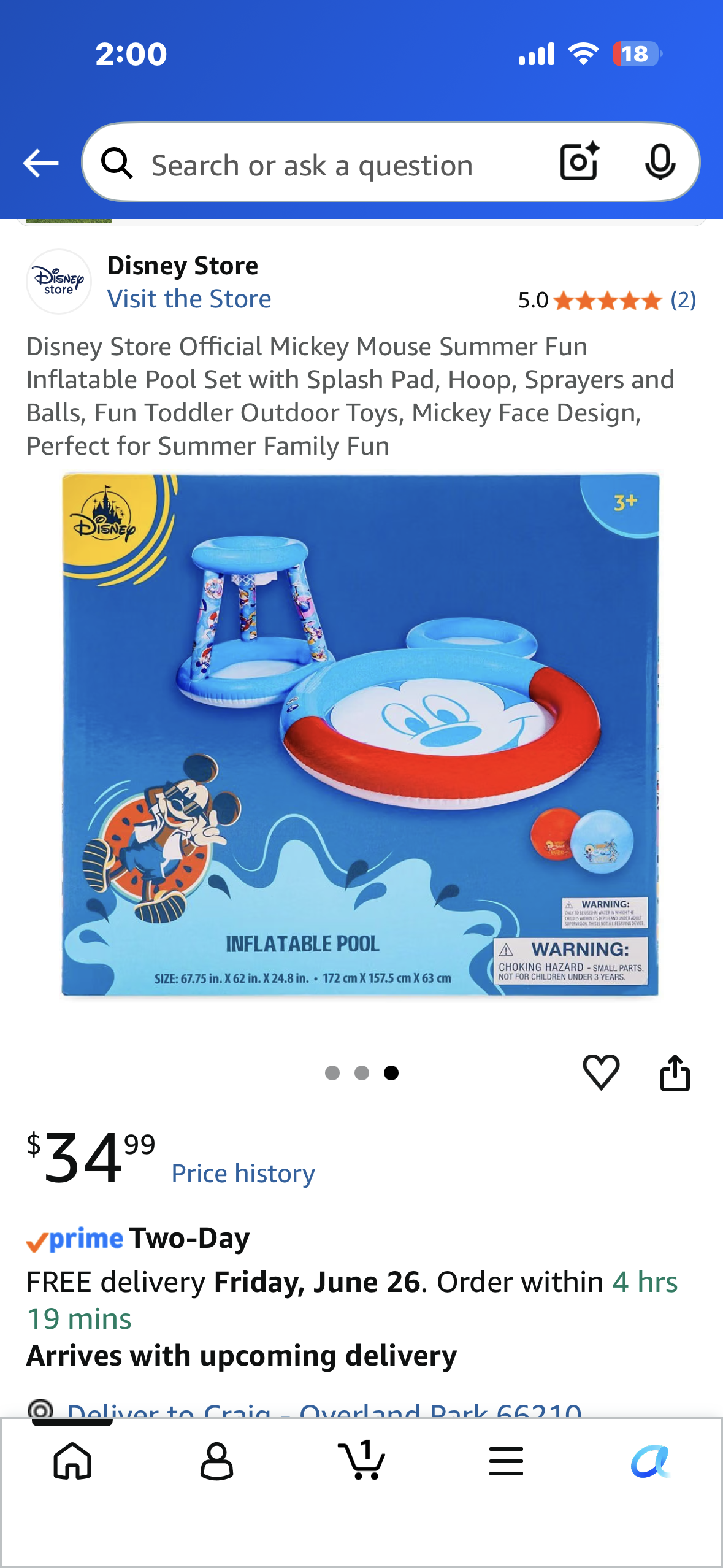 Disney Store Official Mickey Mouse Summer Fun Inflatable Pool Set with Splash Pad, Hoop, Sprayers and Balls, Fun Toddler Outdoor Toys, Mickey Face Design, Perfect for Summer Family Fun