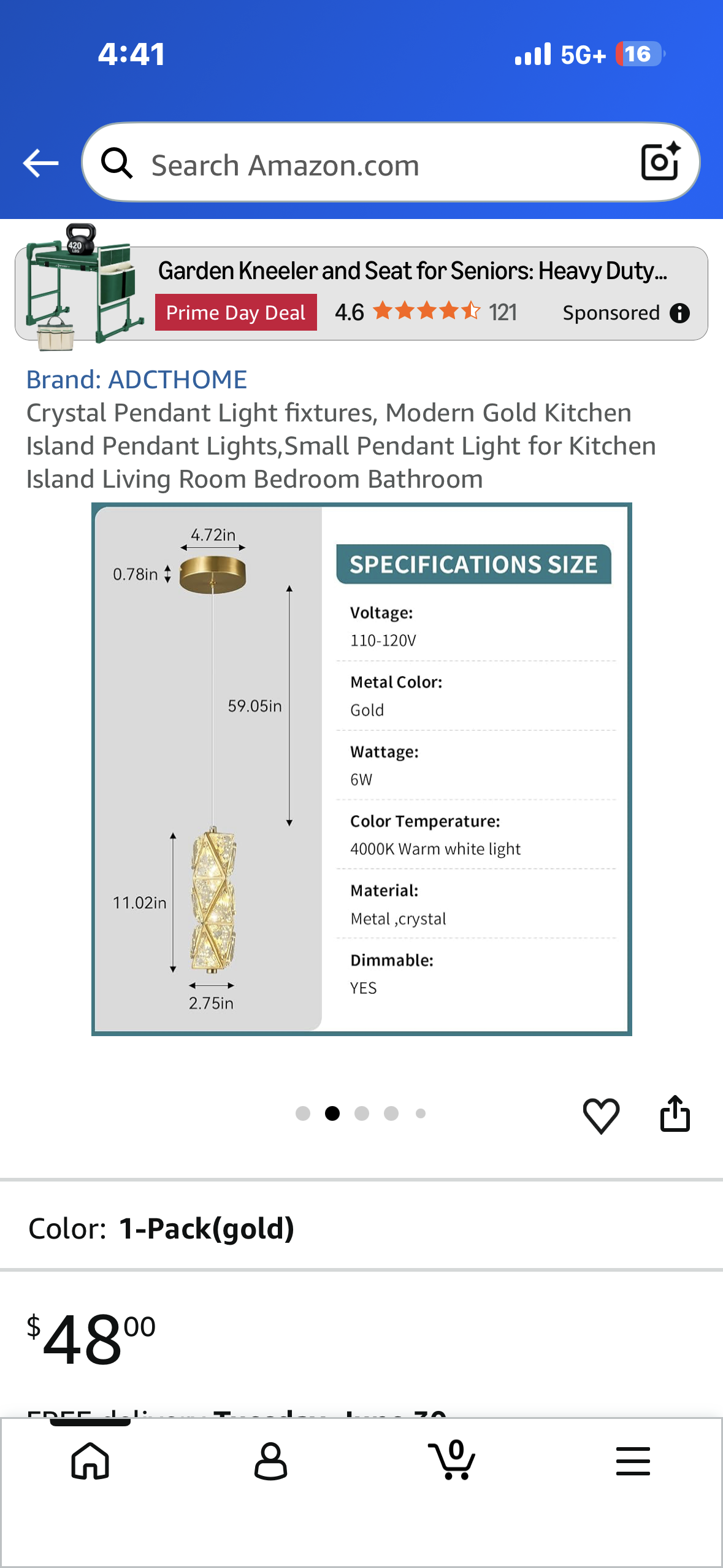 Crystal Pendant Light fixtures, Modern Gold Kitchen Island Pendant Lights,Small Pendant Light for Kitchen Island Living Room Bedroom Bathroom