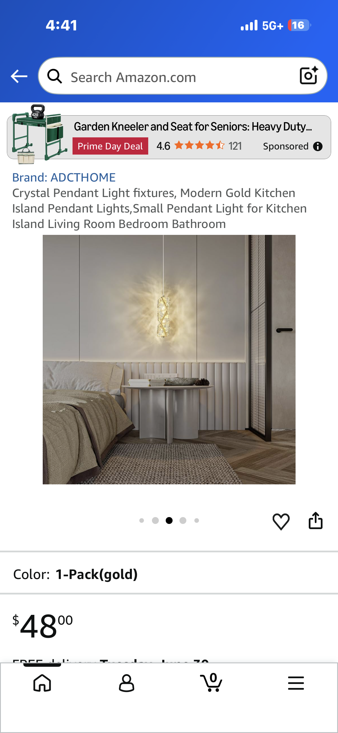 Crystal Pendant Light fixtures, Modern Gold Kitchen Island Pendant Lights,Small Pendant Light for Kitchen Island Living Room Bedroom Bathroom