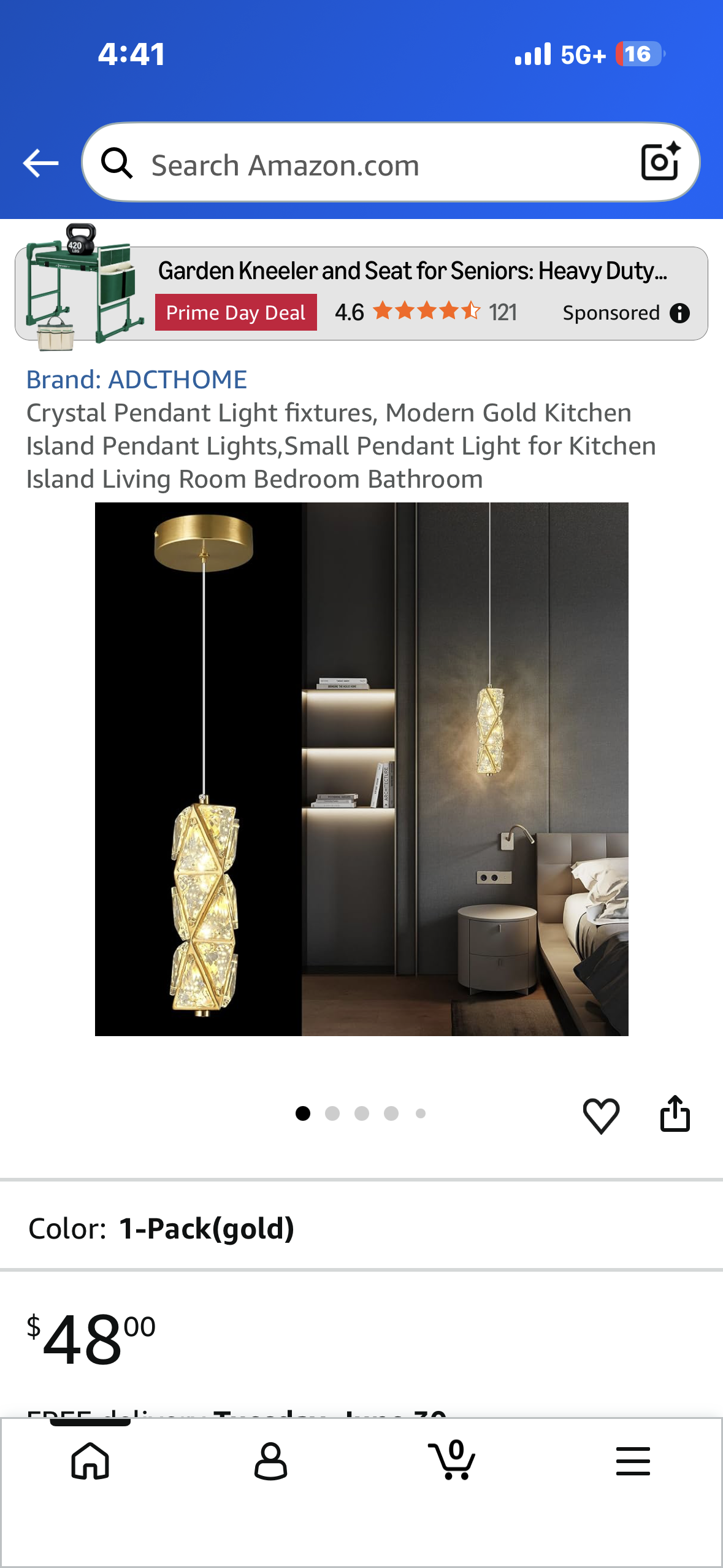 Crystal Pendant Light fixtures, Modern Gold Kitchen Island Pendant Lights,Small Pendant Light for Kitchen Island Living Room Bedroom Bathroom