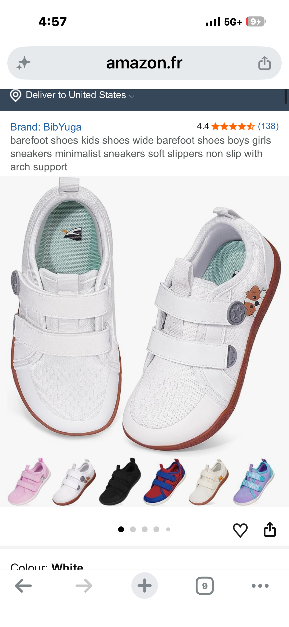 barefoot shoes for kids, minimalist sneakers, soft slippers, non slip with arch support (Size Kids 9.5)