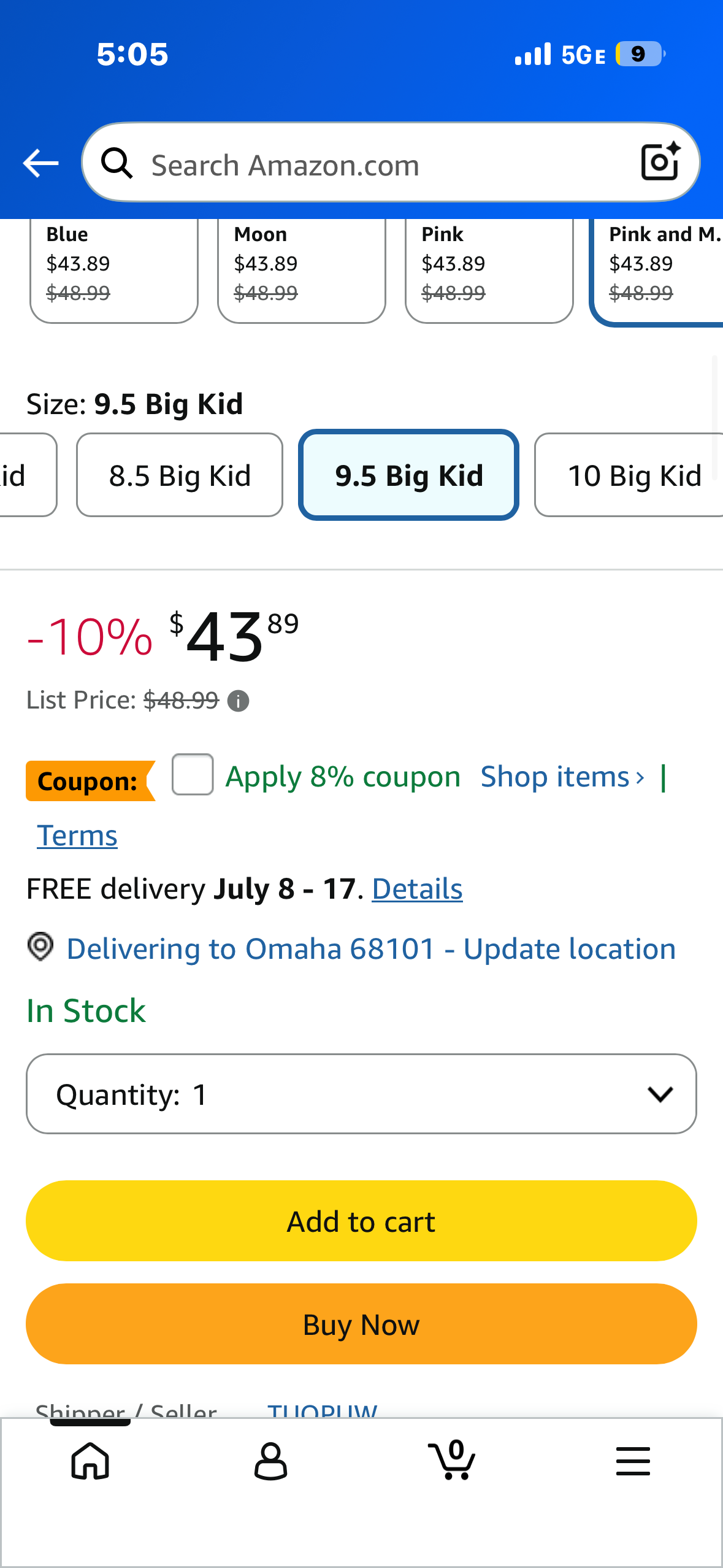 barefoot shoes for kids, minimalist sneakers, soft slippers, non slip with arch support (Size Kids 9.5)
