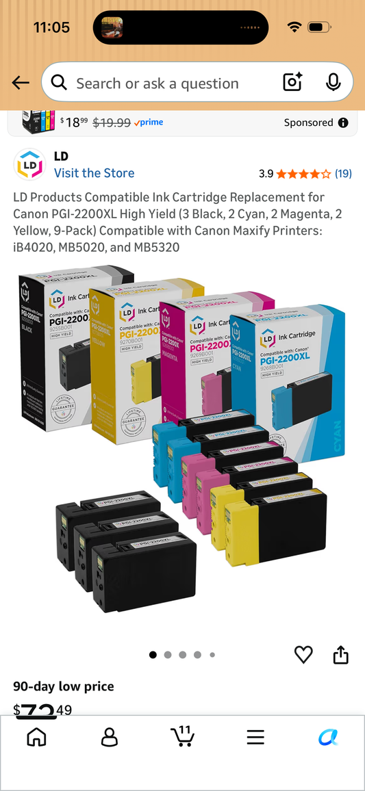 LD Products Compatible Ink Cartridge Replacement for Canon PGI-2200XL High Yield (3 Black, 2 Cyan, 2 Magenta, 2 Yellow, 9-Pack) Compatible with Canon Maxify Printers: iB4020, MB5020, and MB5320