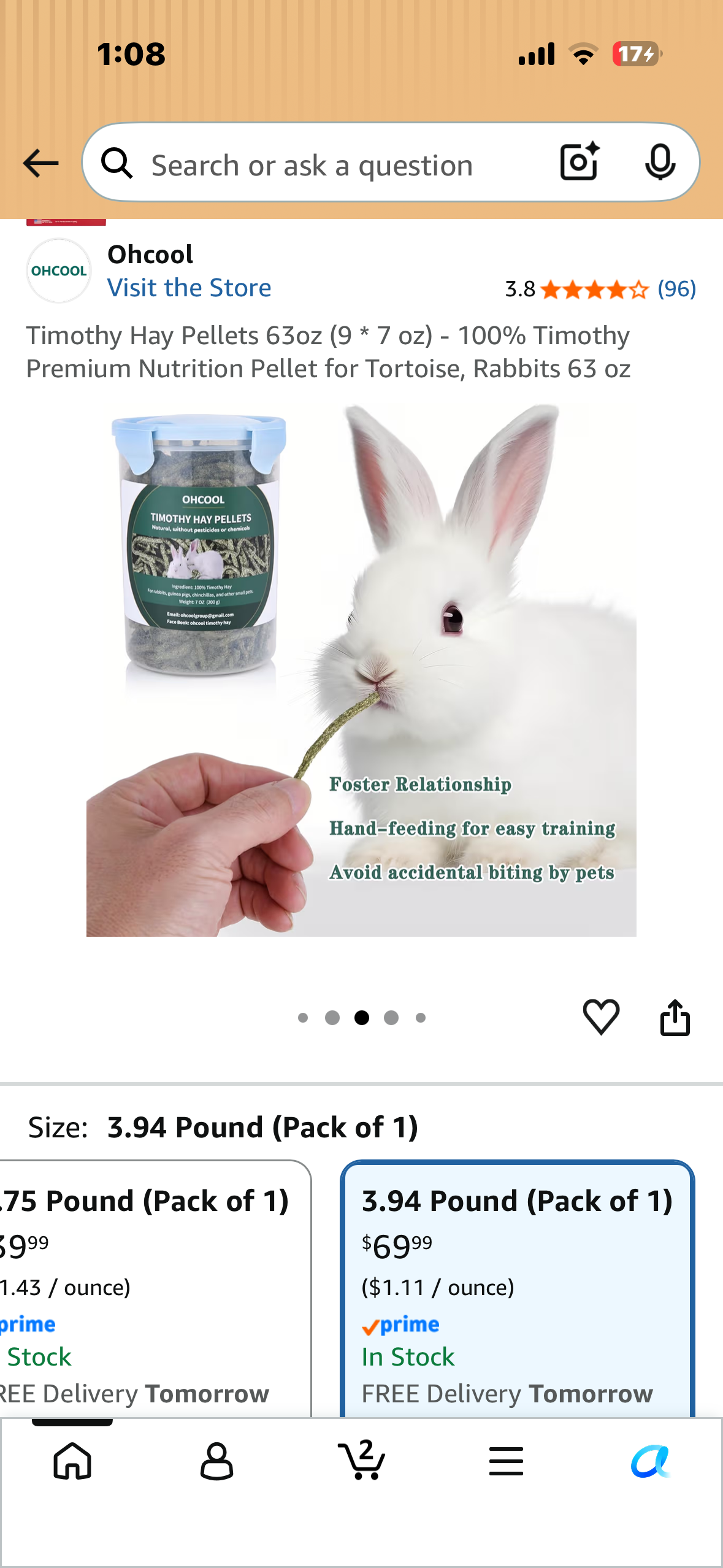 Timothy Hay Pellets 63oz (9 * 7 oz) - 100% Timothy Premium Nutrition Pellet for Tortoise, Rabbits 63 oz