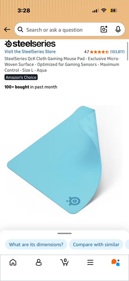 SteelSeries QcK Cloth Gaming Mouse Pad - Exclusive Micro-Woven Surface - Optimized for Gaming Sensors - Maximum Control - Size L - Aqua