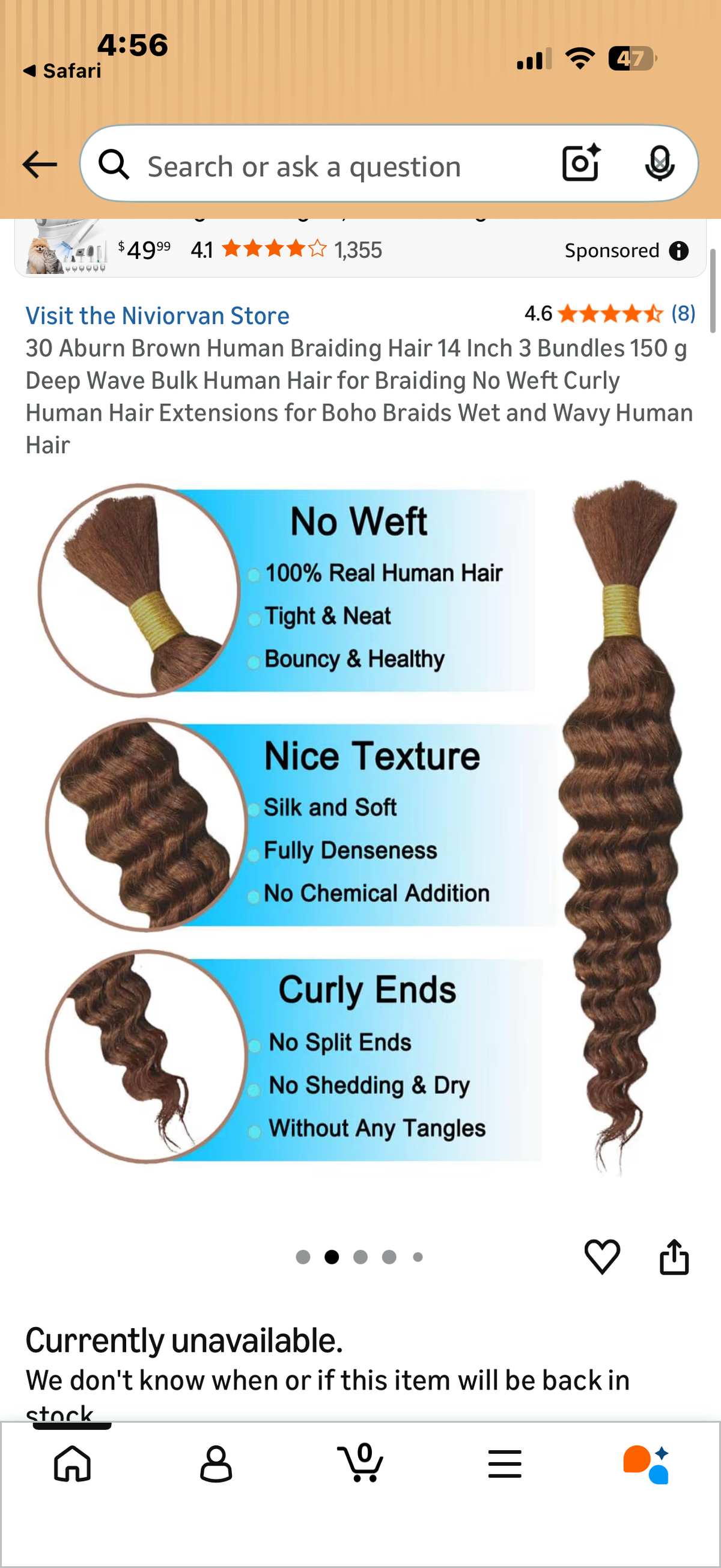 30 Aburn Brown Human Braiding Hair 14 Inch 3 Bundles 150 g Deep Wave Bulk Human Hair for Braiding No Weft Curly Human Hair Extensions