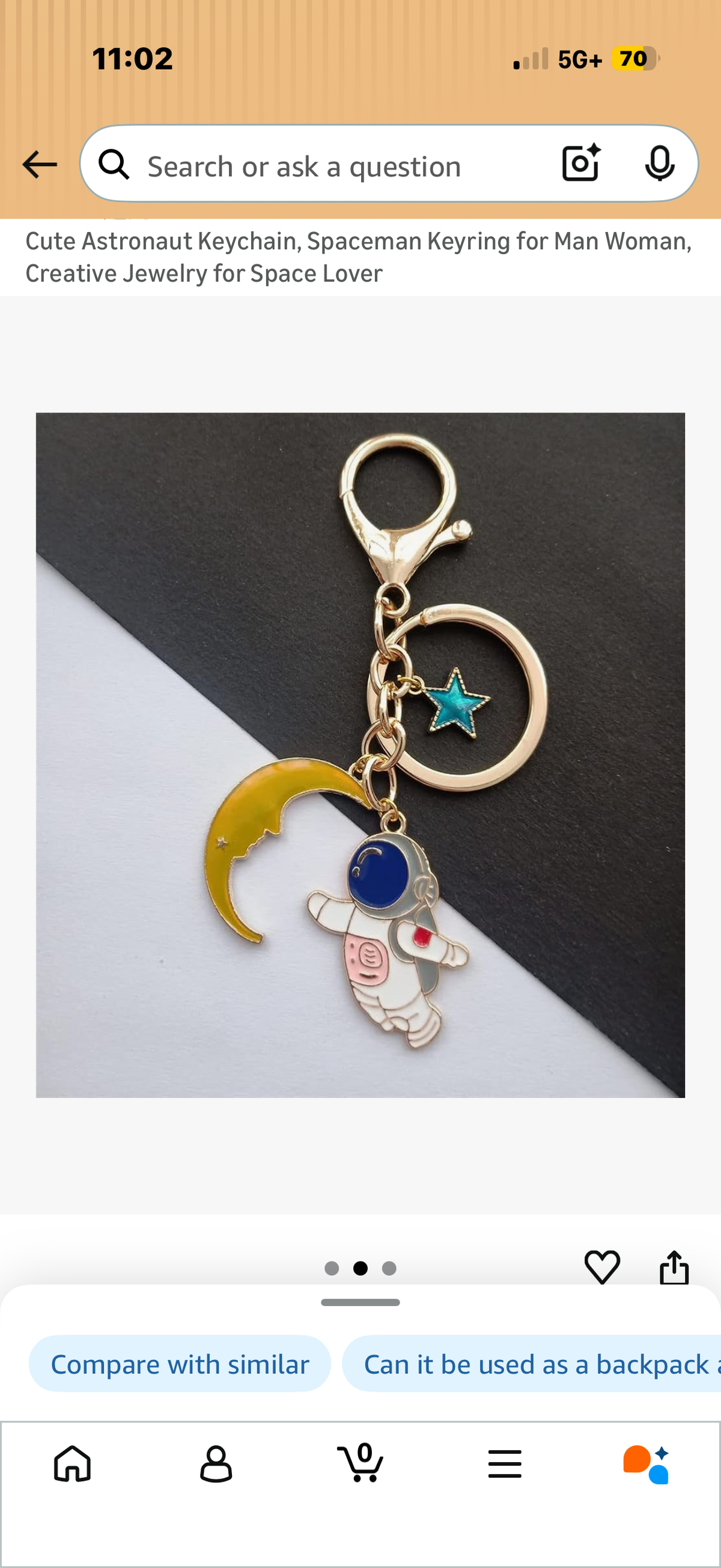 Cute Astronaut Keychain, Spaceman Keyring