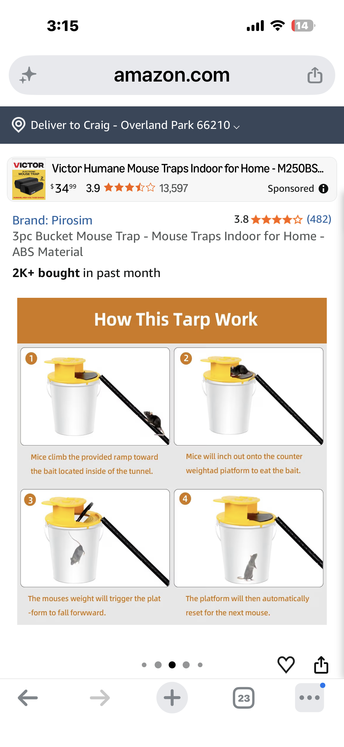 4-Pack of Mouse Traps, 5 Gallon Bucket Lid Mouse, Rat Trap, Auto Reset & Slide Bucket Mouse Trap, Reusable Humane Mouse Traps for Indoor Outdoor