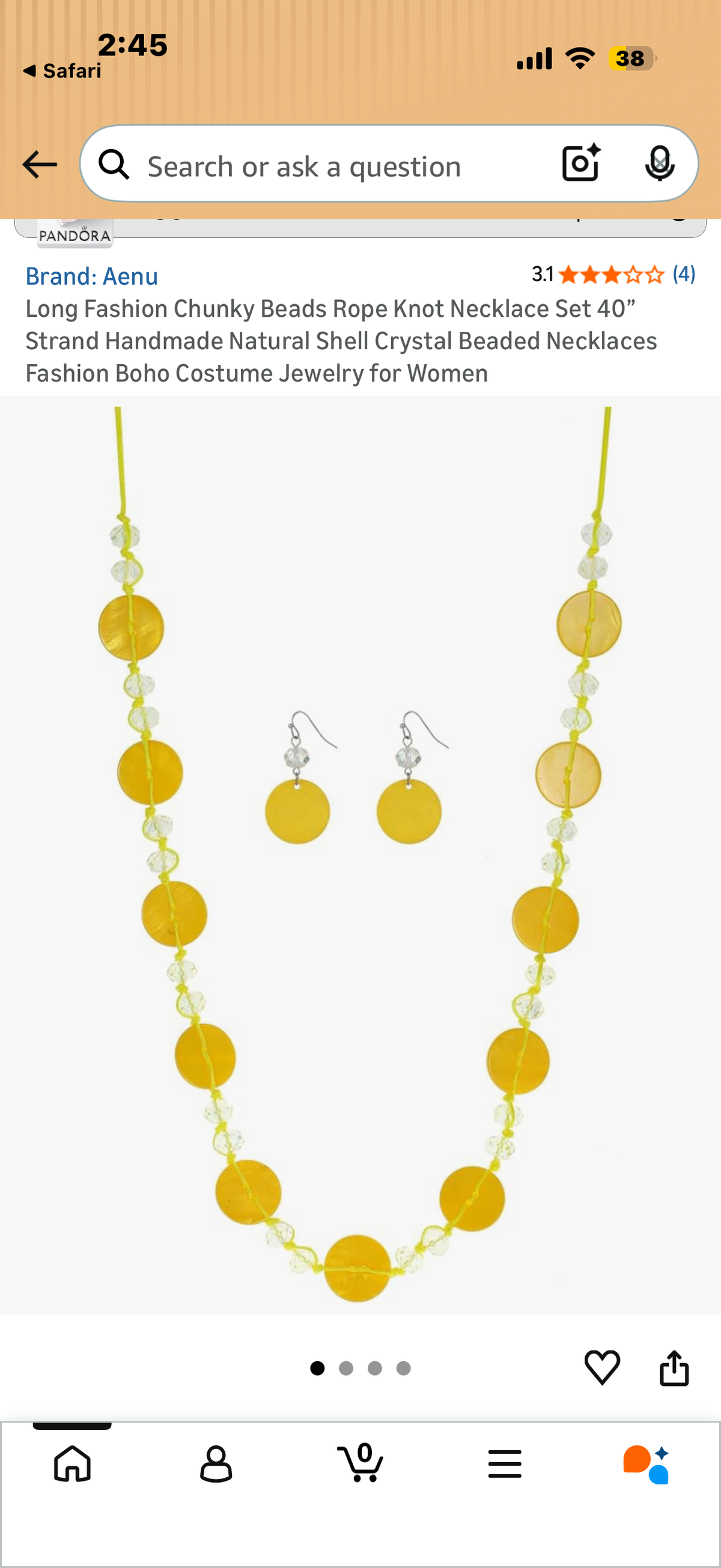 Long Fashion Chunky Beads Rope Knot Necklace Set 40” Strand Handmade Natural Shell Crystal Beaded Necklaces Fashion Boho Costume Jewelry for Women Yellow, Green and Blue