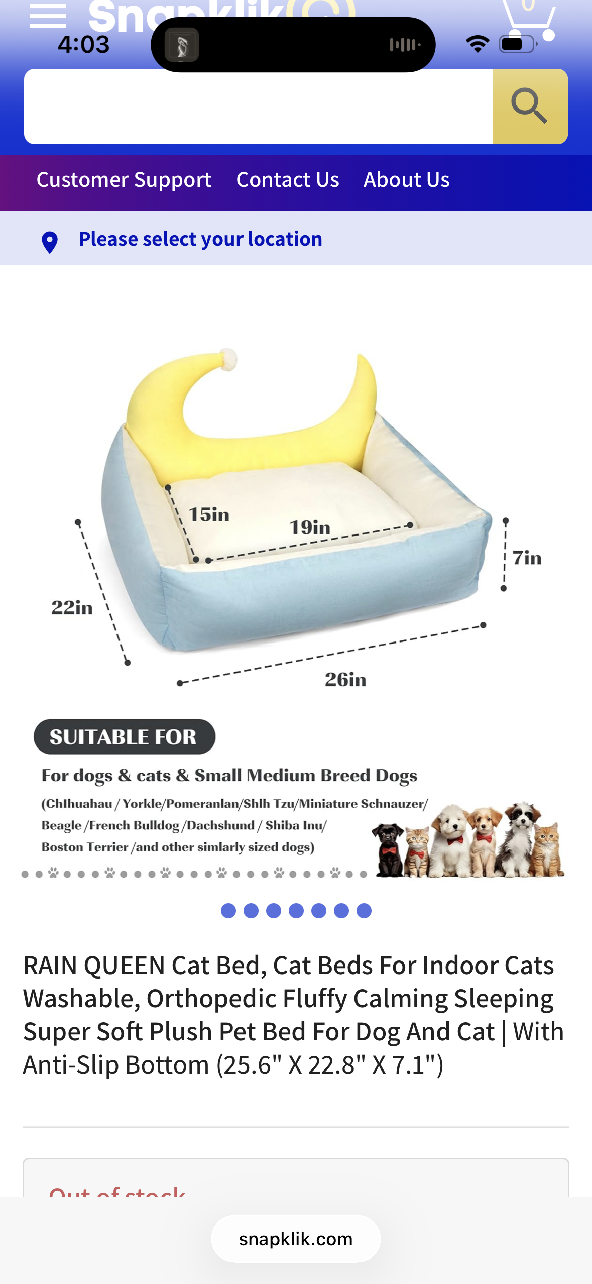 RAIN QUEEN Cat Bed, Cat Beds for Indoor Cats Washable, Orthopedic Fluffy Calming Sleeping Super Soft Plush Pet Bed for Dog and Cat with Anti-Slip Bottom (25.6" x 22.8" x 7.1")