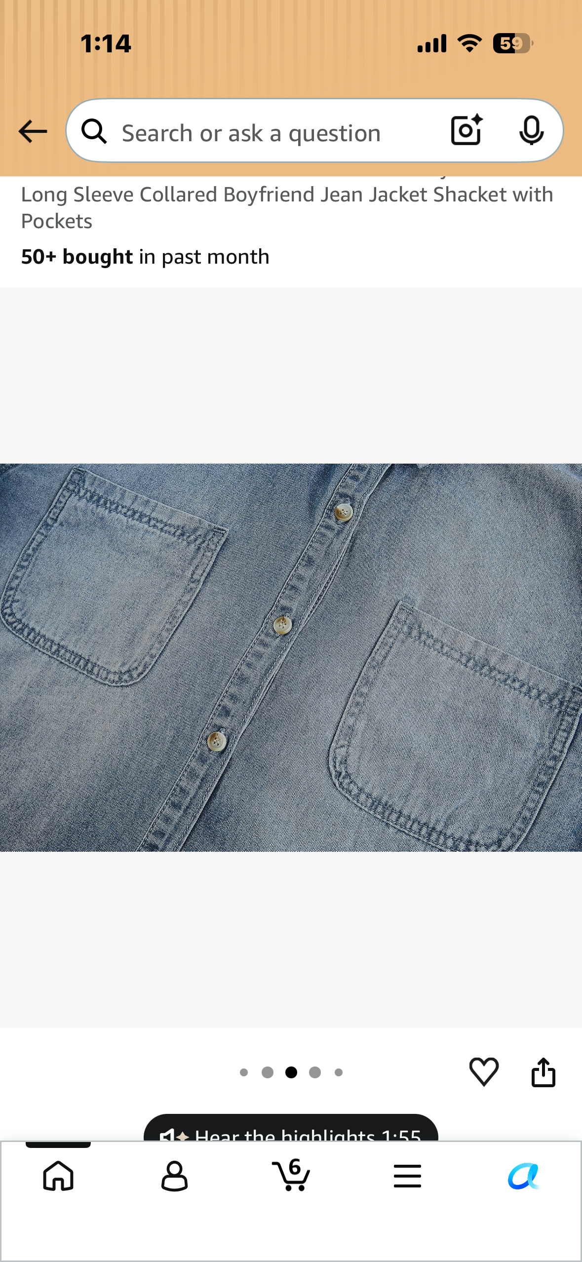 Womens Button Down Denim Shirt Chambray Casual Long Sleeve Collared Boyfriend Jean Jacket Shacket with Pockets (Size 1X)