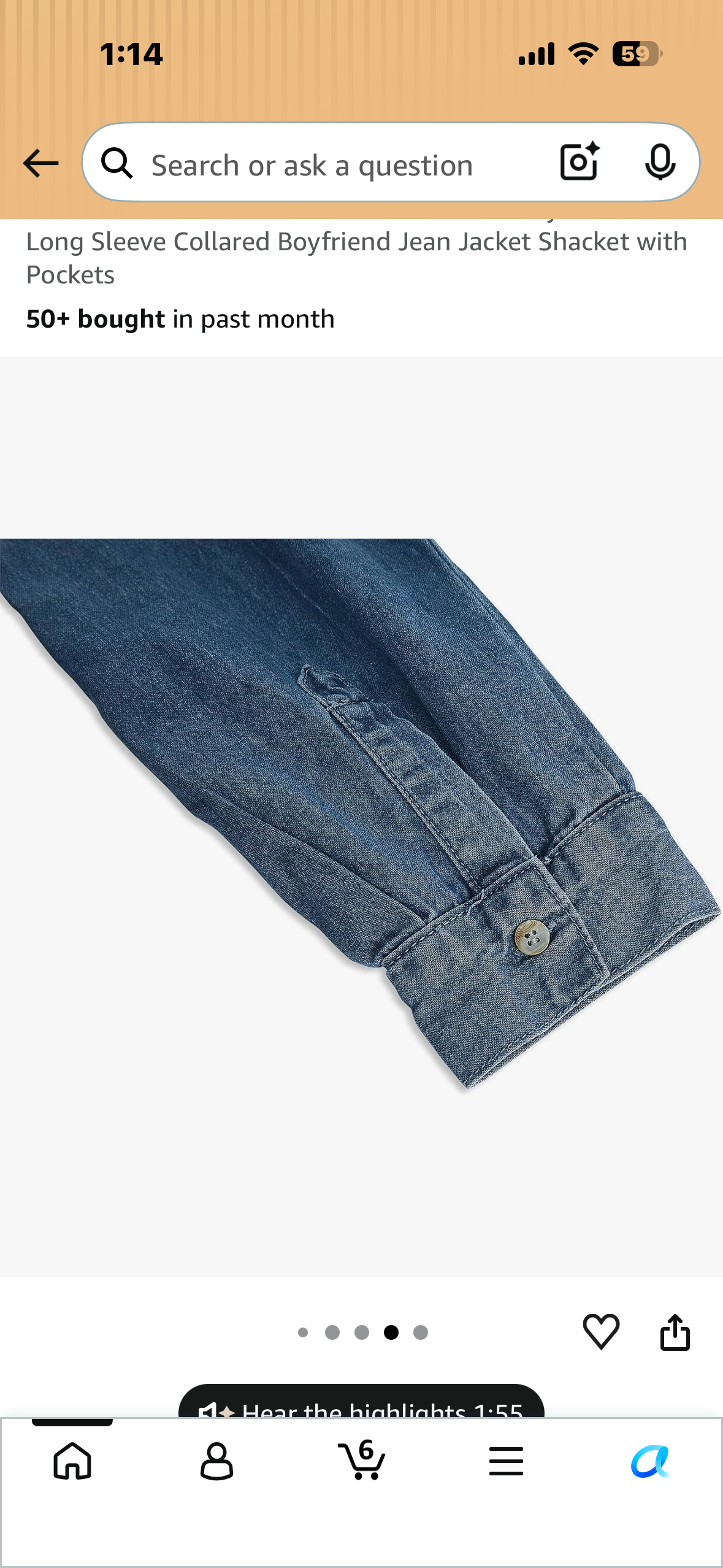 Womens Button Down Denim Shirt Chambray Casual Long Sleeve Collared Boyfriend Jean Jacket Shacket with Pockets (Size 1X)
