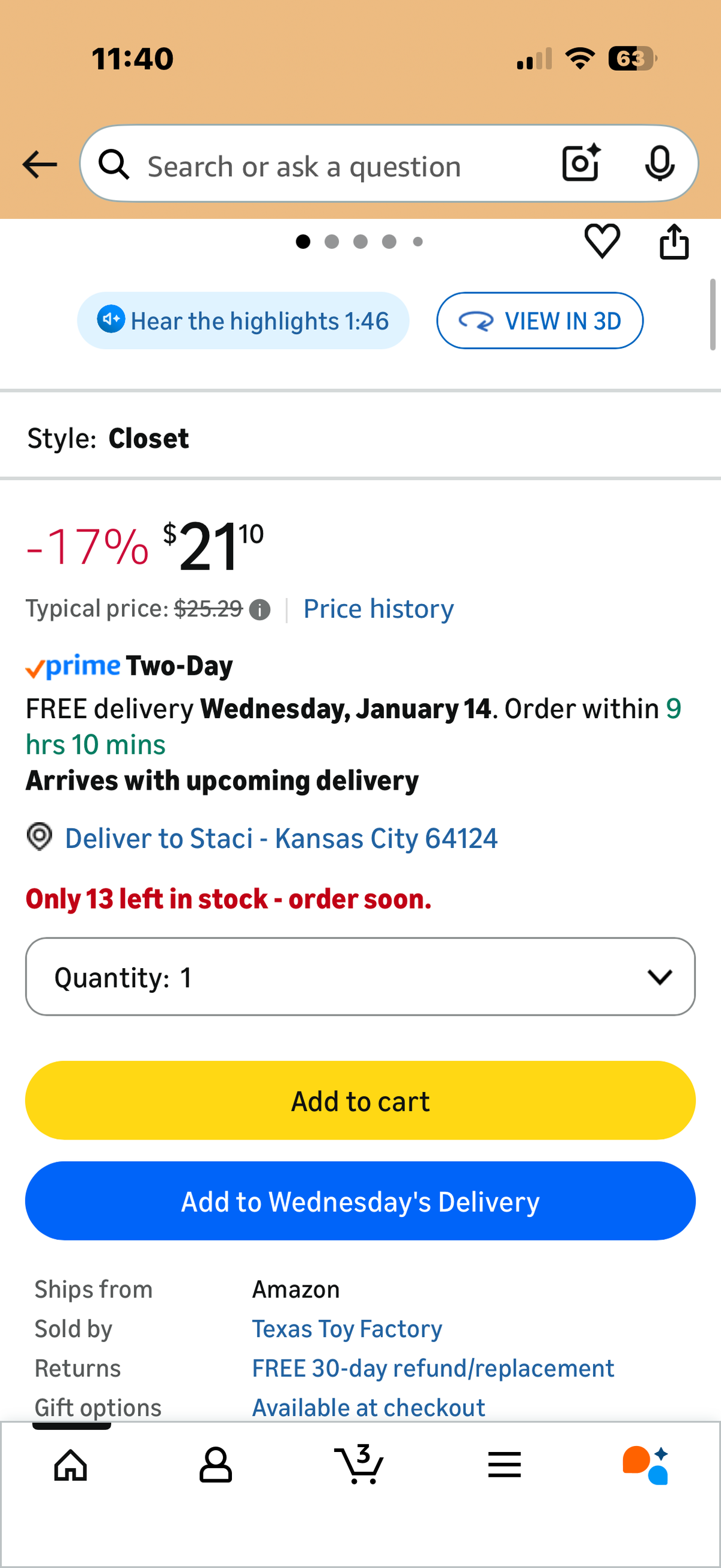 Pink Closet Playset with 3 Outfits, Styling Accessories & Hangers, Mix & Match Clothes for 50+ Looks