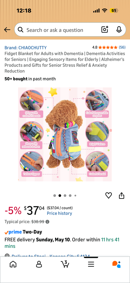 Fidget Blanket for Adults with Dementia