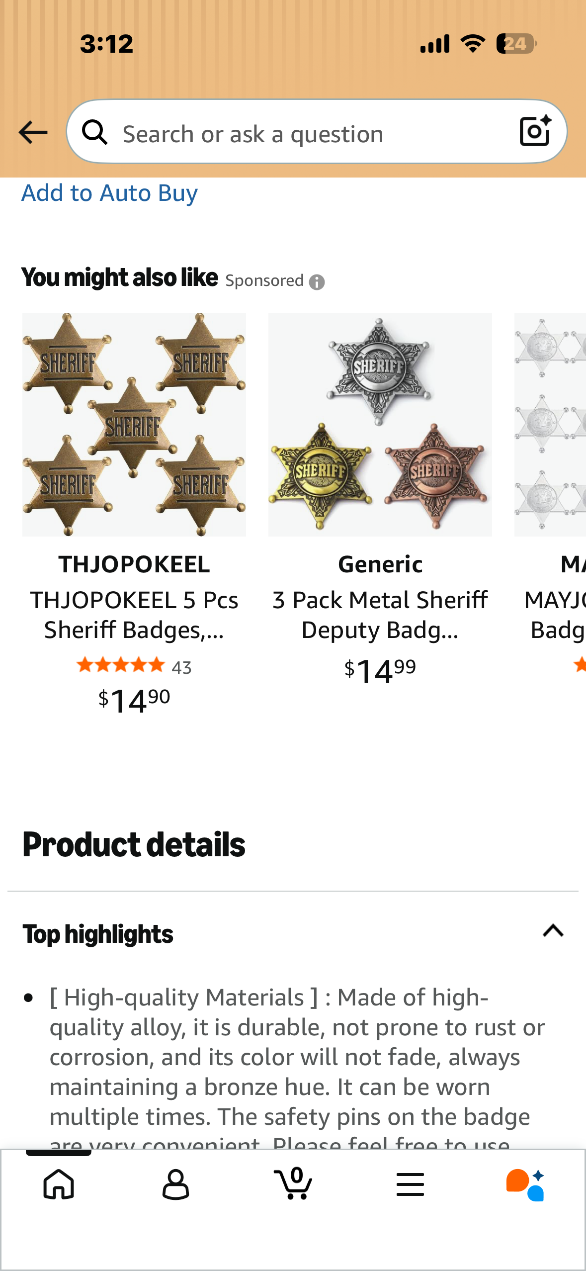 6 Pcs Sheriff Badges, Metal Badge For Kids or Adults, Western, Police Vest, Deputy Badge, Old West Cowboy, Party Decoration Badge, For School Carnival Prizes,Birthday Etc