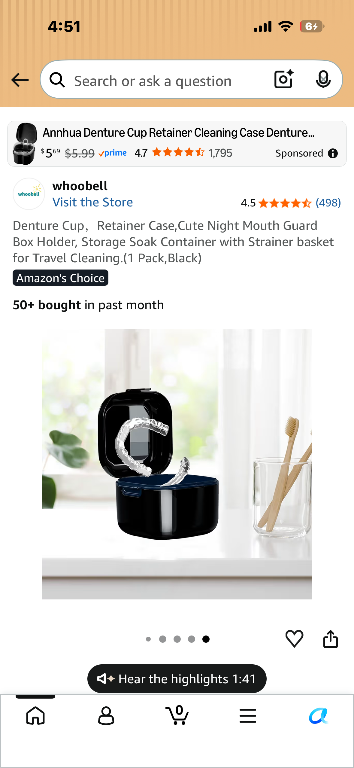 Denture Cup, Dental Retainer Case, Cleaning Box with Strainer Basket, Orthodontic  Bath Box Mouthguard Storage Soaking Holder