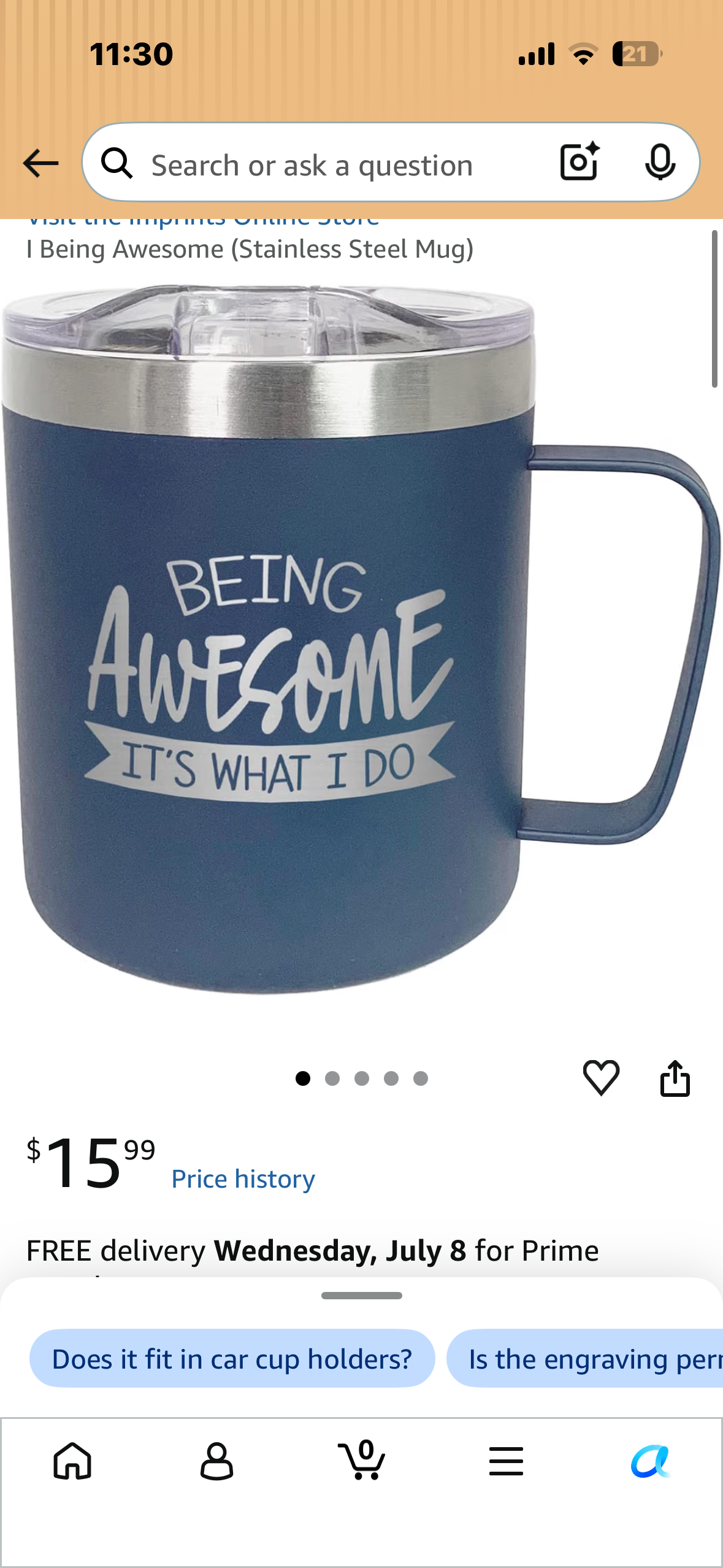 Being Awesome Its What I Do Mug / One 12 Ounce Navy Blue Engraved To Go Stainless Steel Coffee Mug With Lid