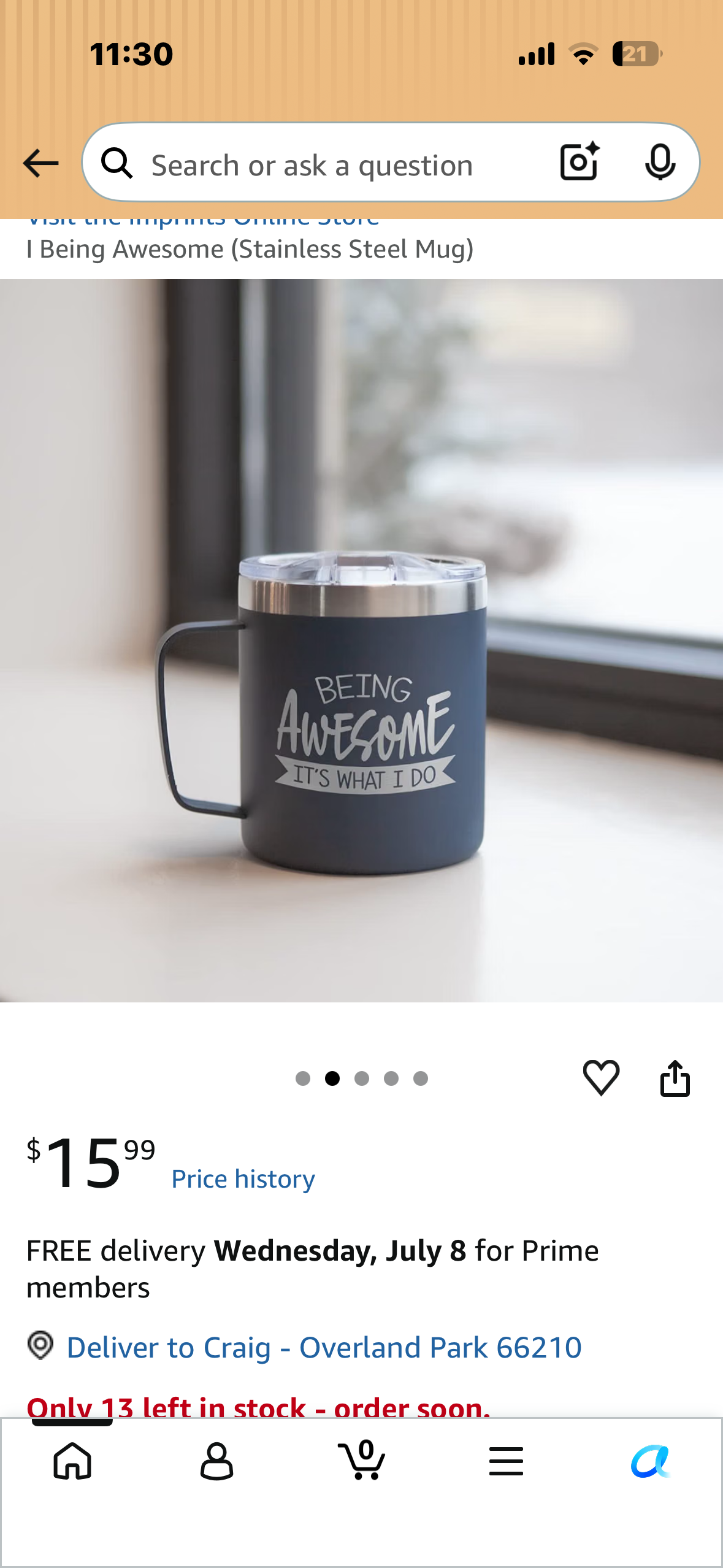 Being Awesome Its What I Do Mug / One 12 Ounce Navy Blue Engraved To Go Stainless Steel Coffee Mug With Lid