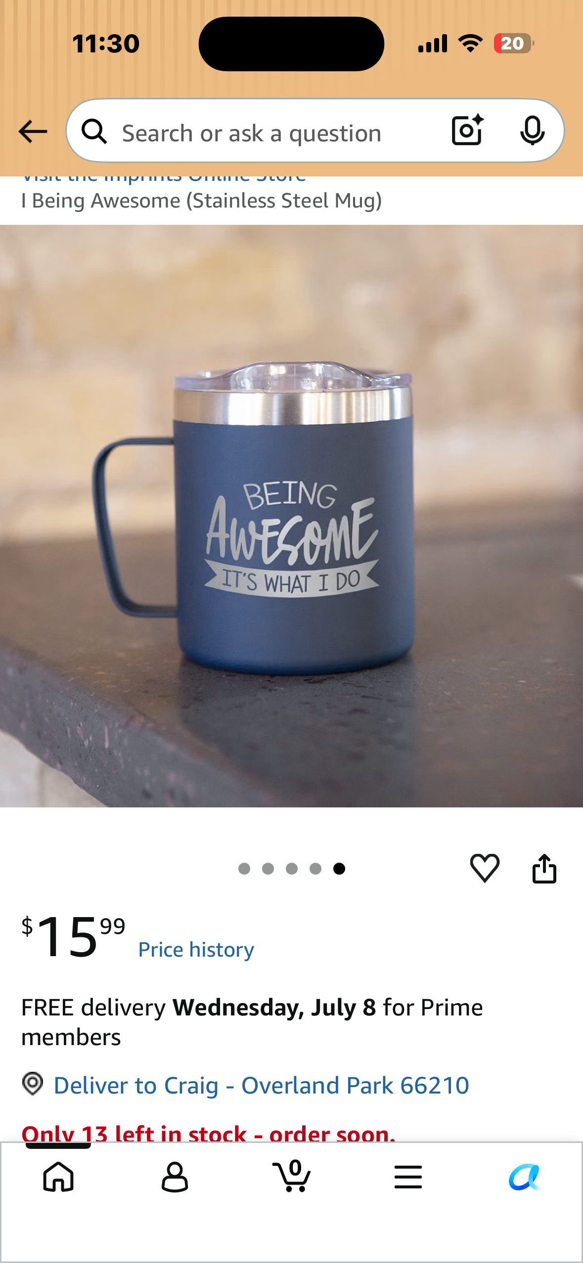 Being Awesome Its What I Do Mug / One 12 Ounce Navy Blue Engraved To Go Stainless Steel Coffee Mug With Lid
