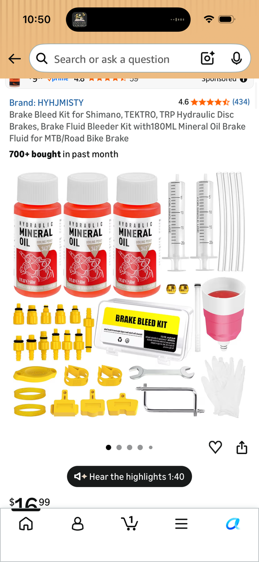 Brake Bleed Kit for Shimano, TEKTRO, TRP Hydraulic Disc Brakes, Brake Fluid Bleeder Kit with180ML Mineral Oil Brake Fluid for MTB/Road Bike Brake