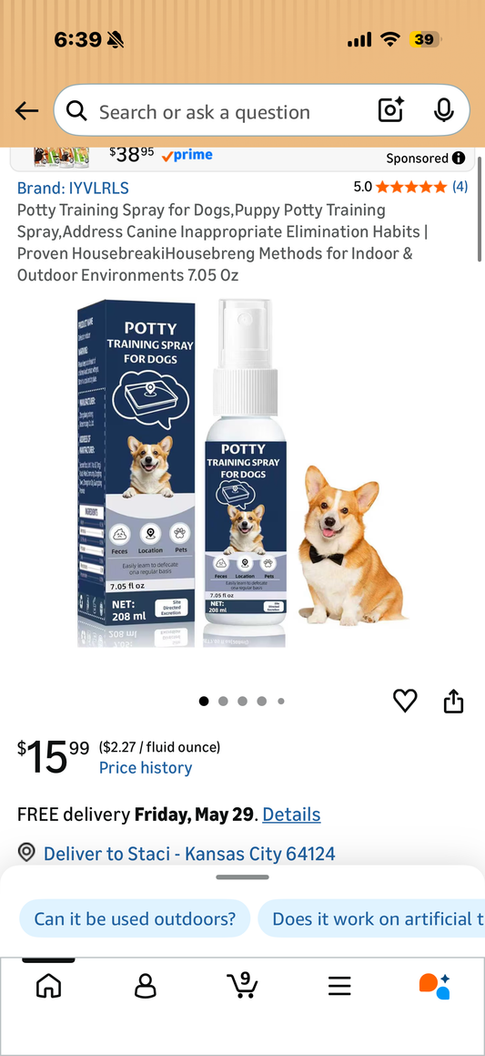 Potty Training Spray for Dogs,Puppy Potty Training Spray,Address Canine Inappropriate Elimination Habits | Proven HousebreakiHousebreng Methods for Indoor & Outdoor Environments 7.05 Oz