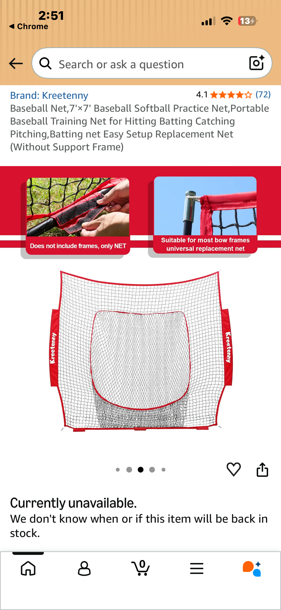 Baseball Net,7'×7' Baseball Softball Practice Net,Portable Baseball Training Net for Hitting Batting Catching Pitching,Batting net Easy Setup Replacement Net (Without Support Frame)