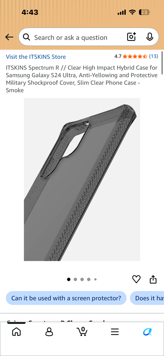 ITSKINS Spectrum R // Clear High Impact Hybrid Case for Samsung Galaxy S24 Ultra, Anti-Yellowing and Protective Military Shockproof Cover, Slim Clear Phone Case - Smoke