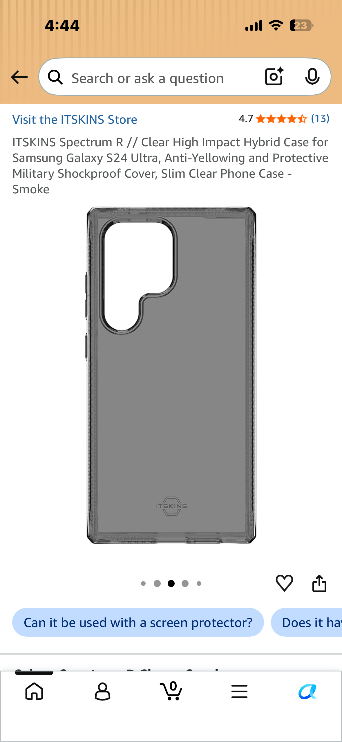 ITSKINS Spectrum R // Clear High Impact Hybrid Case for Samsung Galaxy S24 Ultra, Anti-Yellowing and Protective Military Shockproof Cover, Slim Clear Phone Case - Smoke