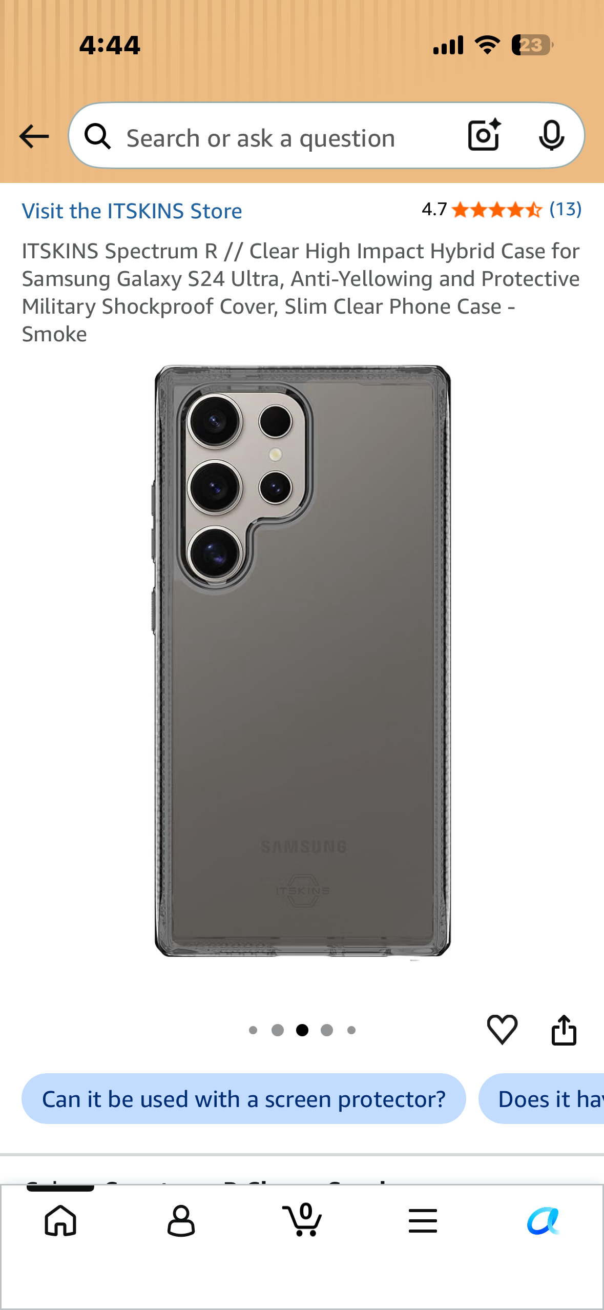 ITSKINS Spectrum R // Clear High Impact Hybrid Case for Samsung Galaxy S24 Ultra, Anti-Yellowing and Protective Military Shockproof Cover, Slim Clear Phone Case - Smoke