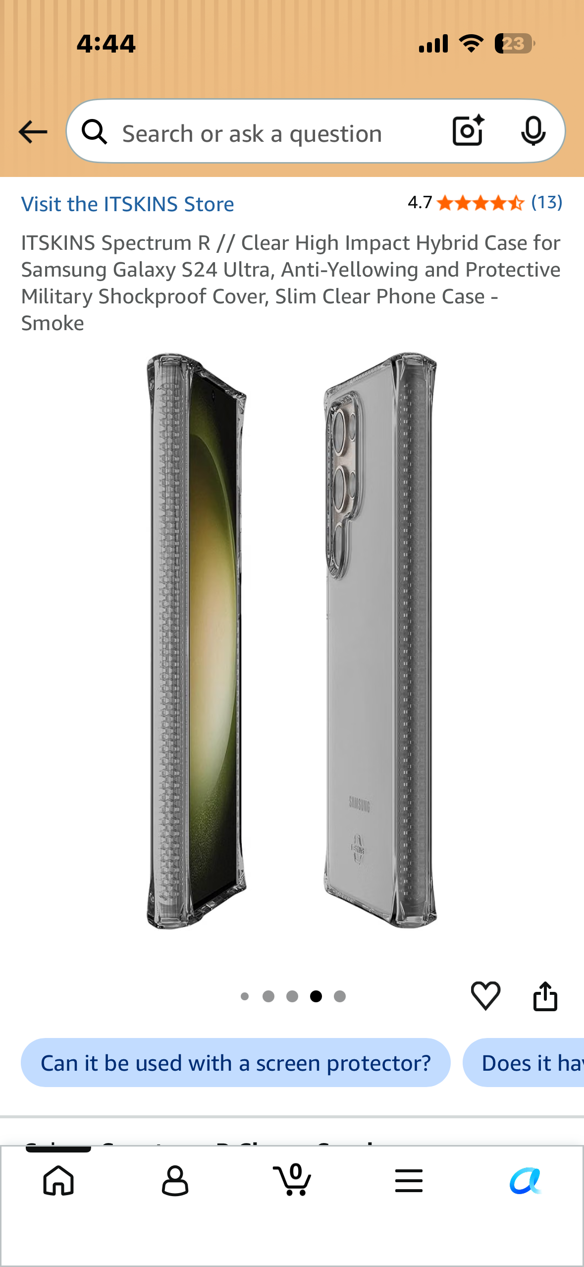 ITSKINS Spectrum R // Clear High Impact Hybrid Case for Samsung Galaxy S24 Ultra, Anti-Yellowing and Protective Military Shockproof Cover, Slim Clear Phone Case - Smoke