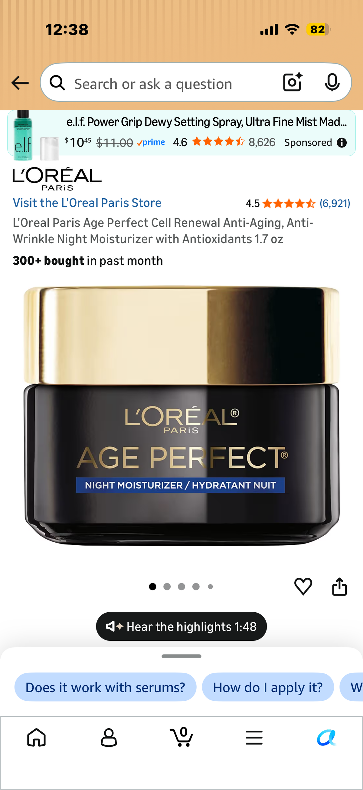 L'Oreal Paris Age Perfect Cell Renewal Anti-Aging, Anti-Wrinkle Night Moisturizer with Antioxidants 1.7 oz