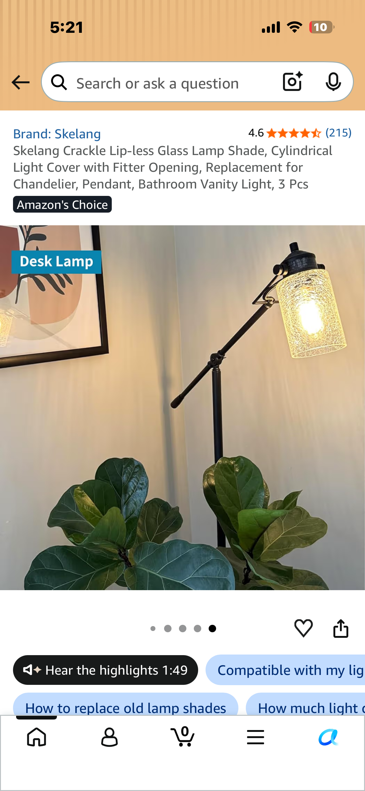 Skelang Crackle Lip-less Glass Lamp Shade, Cylindrical Light Cover with Fitter Opening, Replacement for Chandelier, Pendant, Bathroom Vanity Light, 3 Pcs