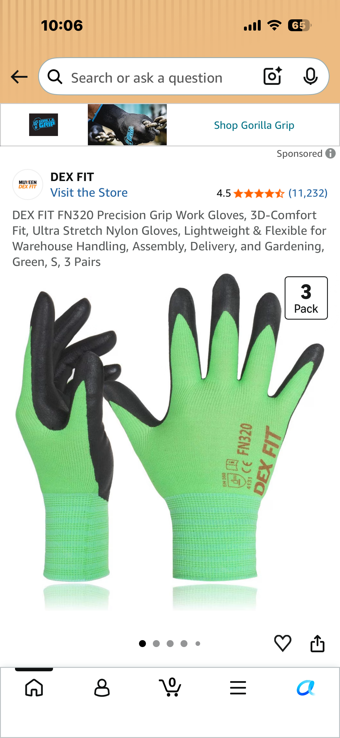 3 pair, Size Small, DEX FIT FN320 Precision Grip Work Gloves
