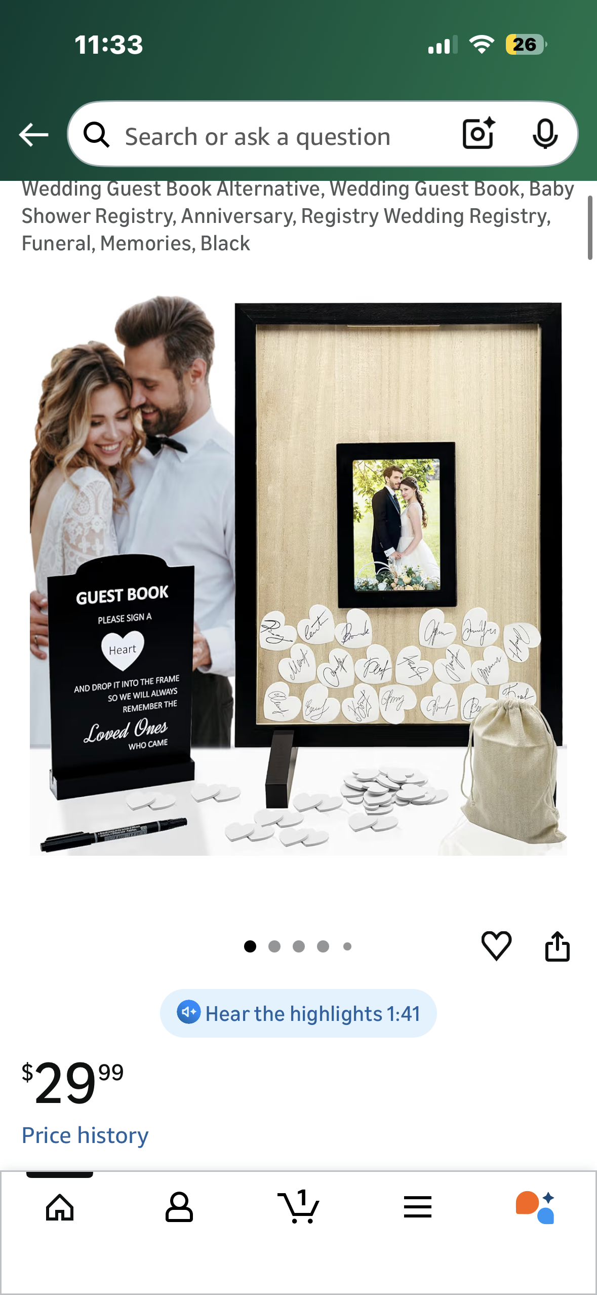 MOVNOGIFT Wedding Guest Book Alternative & Wedding Guest Book Black
