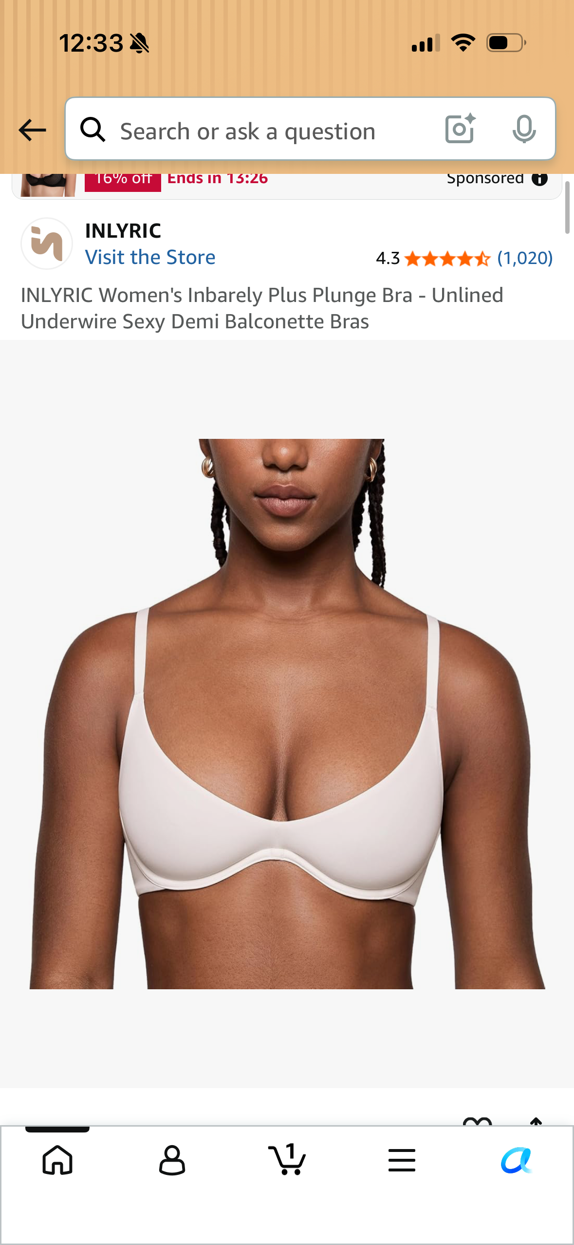 INLYRIC Women's Inbarely Plus Plunge Bra - Unlined Underwire Sexy Demi Balconette Bras (Size 38DD)