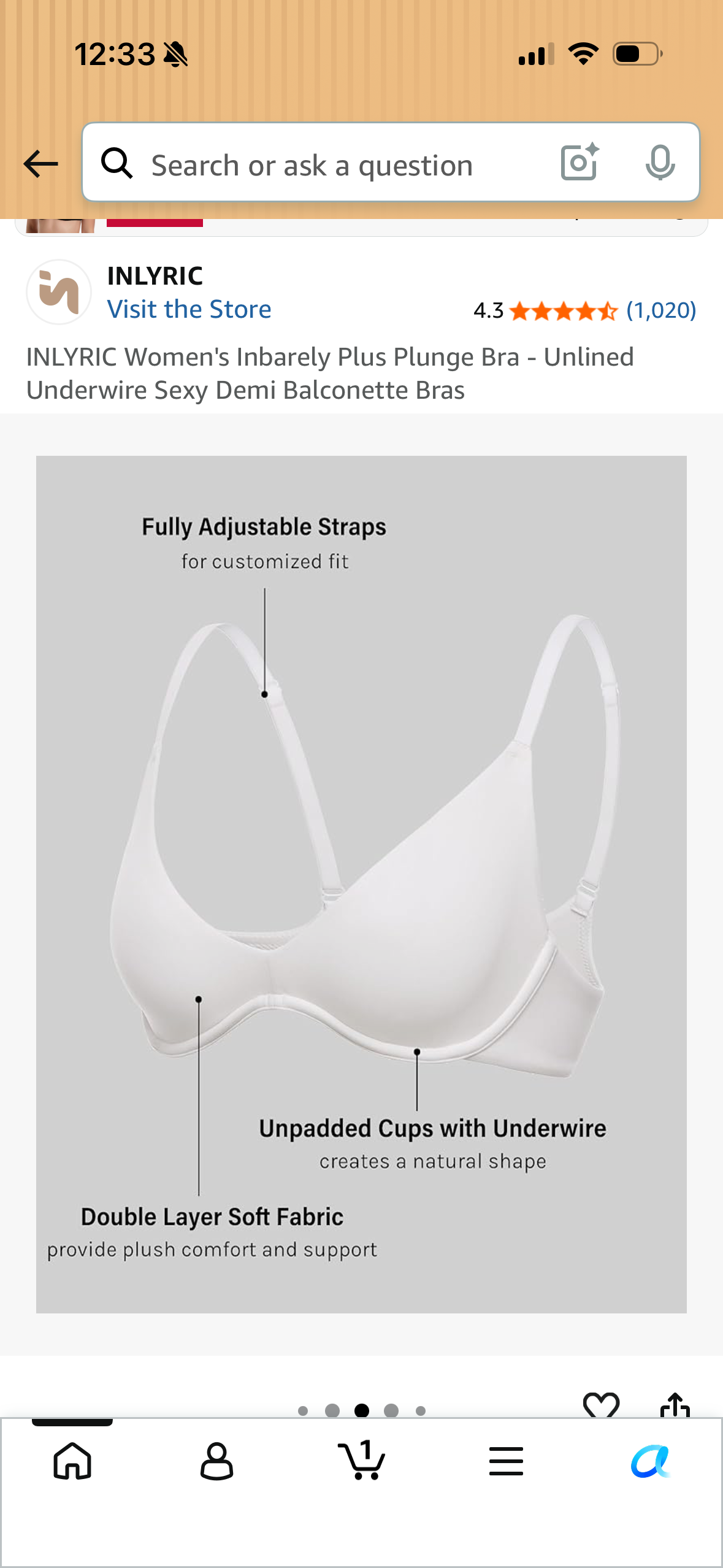 INLYRIC Women's Inbarely Plus Plunge Bra - Unlined Underwire Sexy Demi Balconette Bras (Size 38DD)
