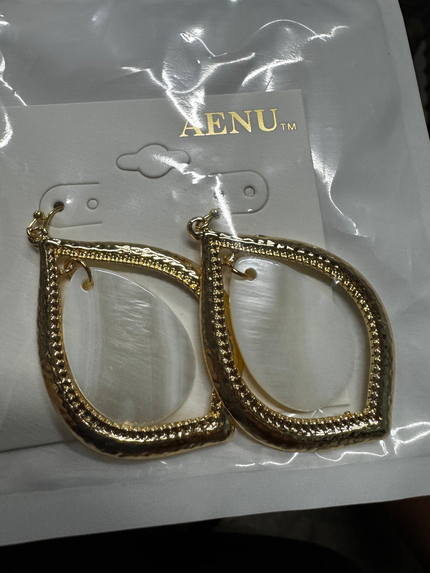 Aenu Chunky Teardrop Beaded Earrings Fashion Colorful Red Blue Statement Dangle Earring for Women Silver Gold Tone Jewelry Gifts, White and Gold